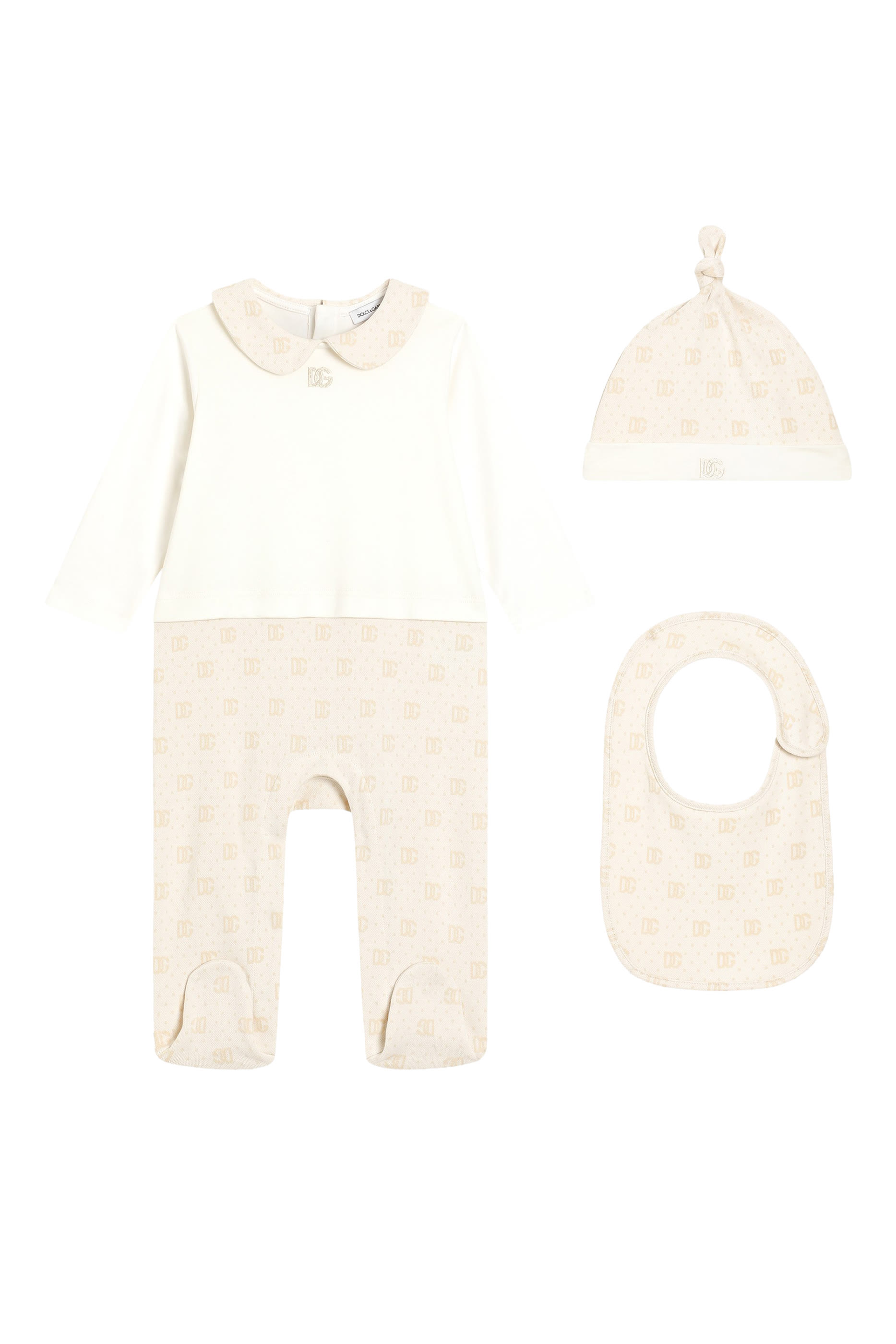 Kids DG Logo Embroidery Bodysuit, Set of 3