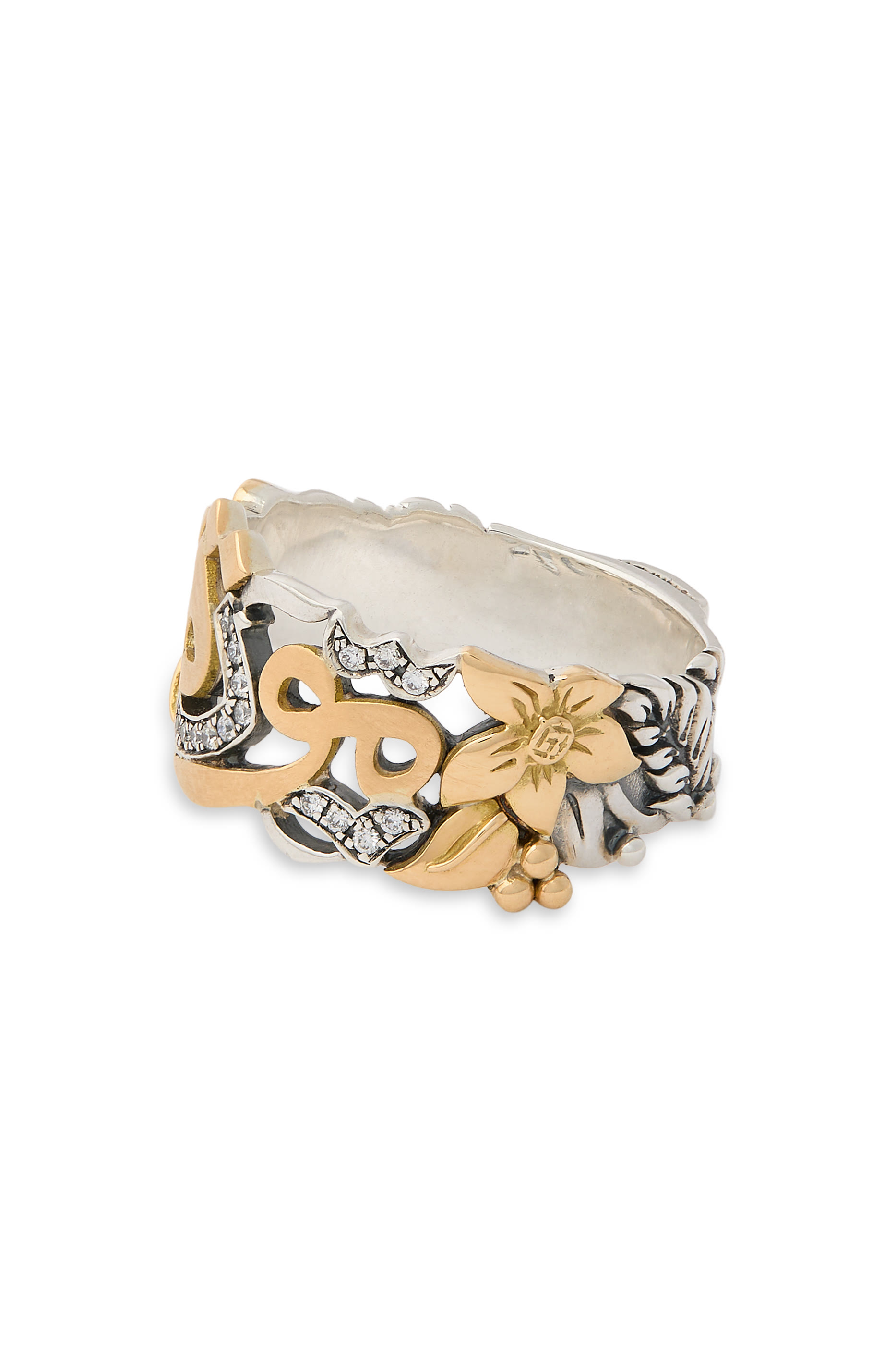 Endearment Ring, 18k Gold with Sterling Silver & Diamonds