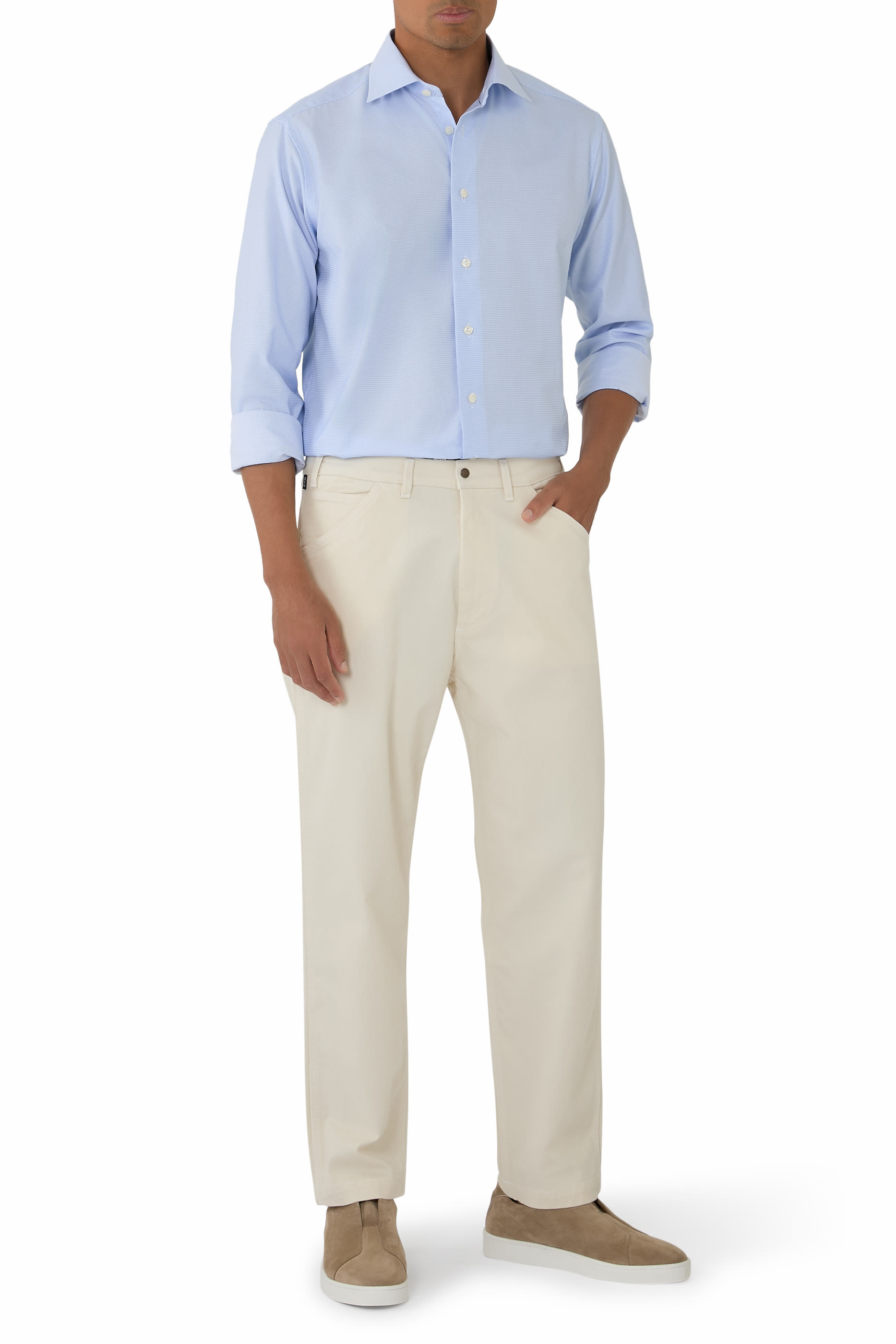 Houndstooth Print Signature Twill Shirt