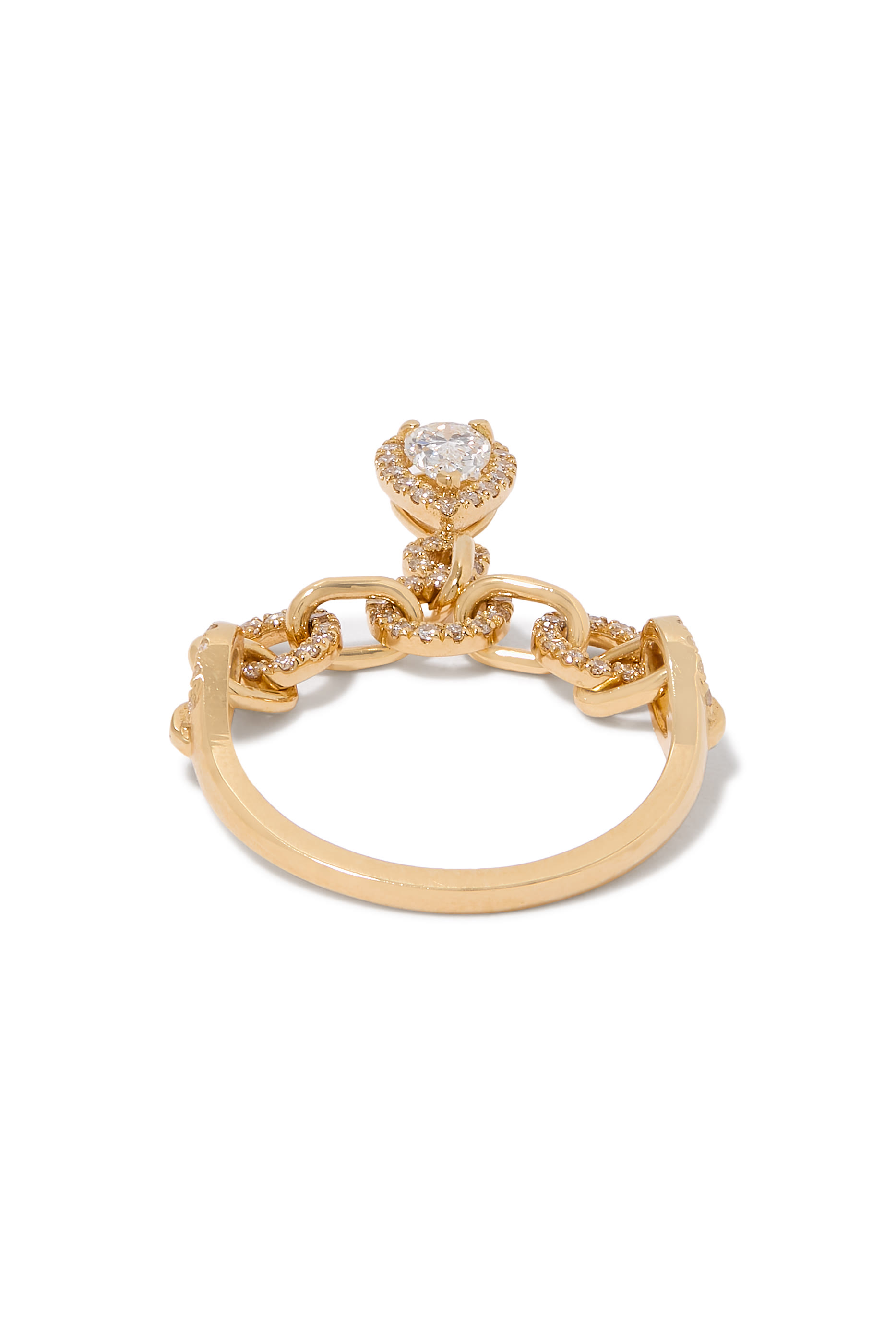 Single-Chain Ring, 18k Yellow Gold & Diamonds