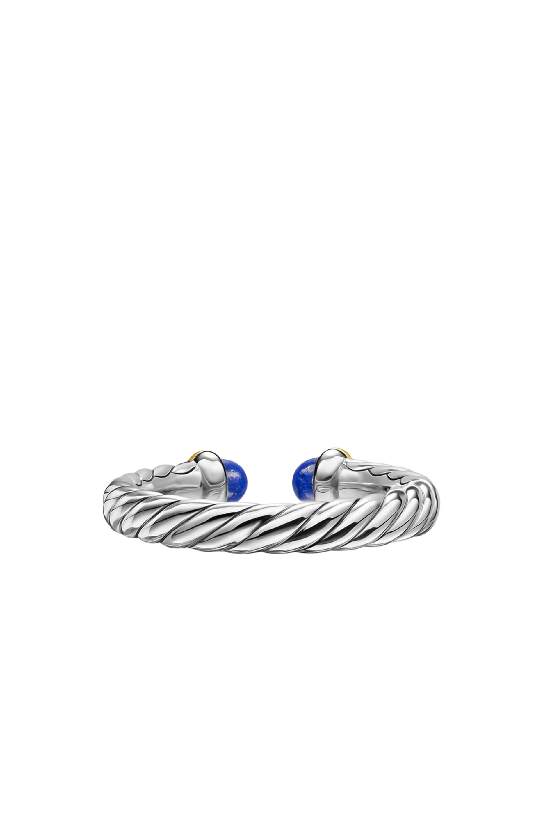 Petite Cable Open Ring, Sterling Silver, 14k Yellow Gold & Lapis
