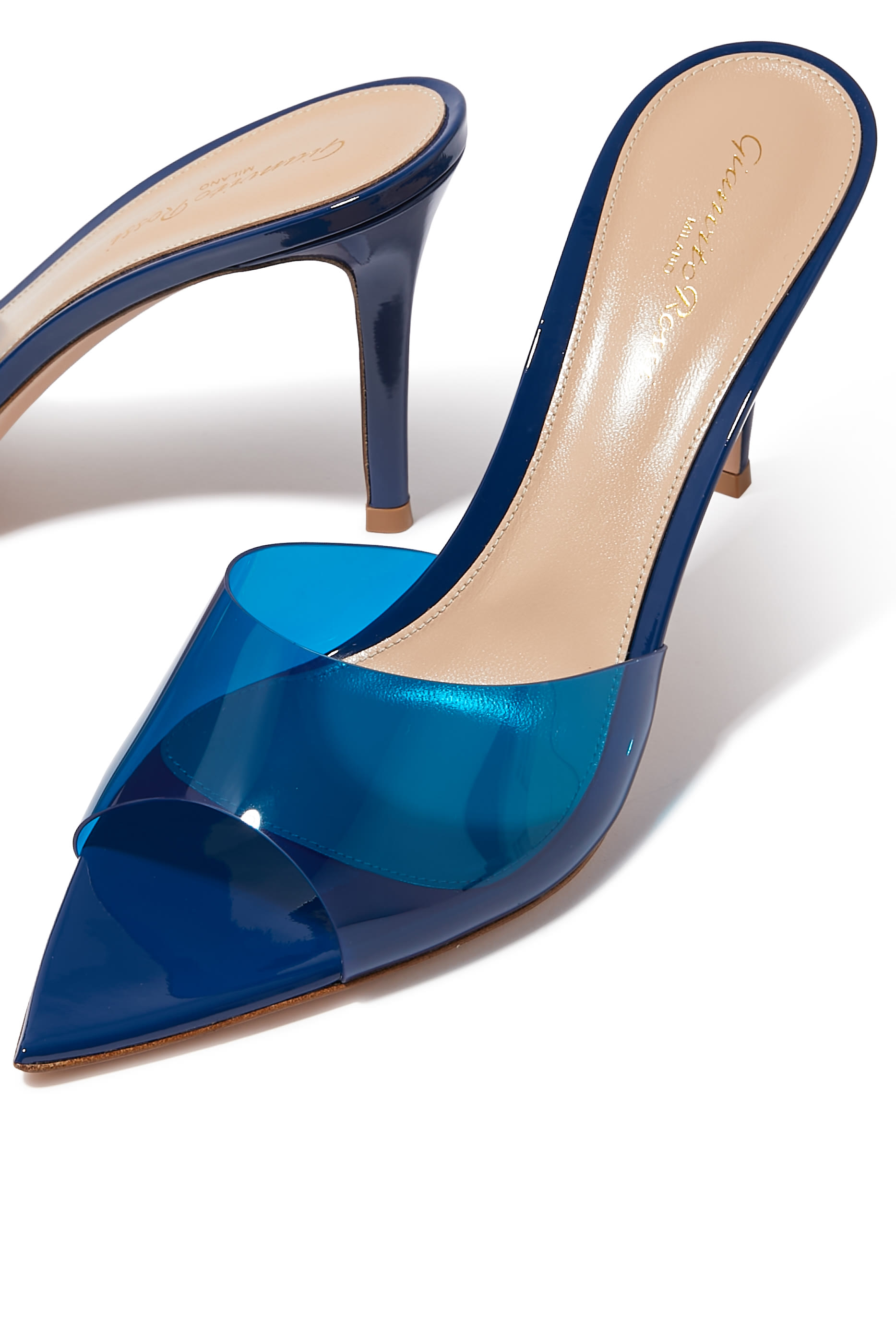 Elle 85 Plexi & Patent Leather Mules