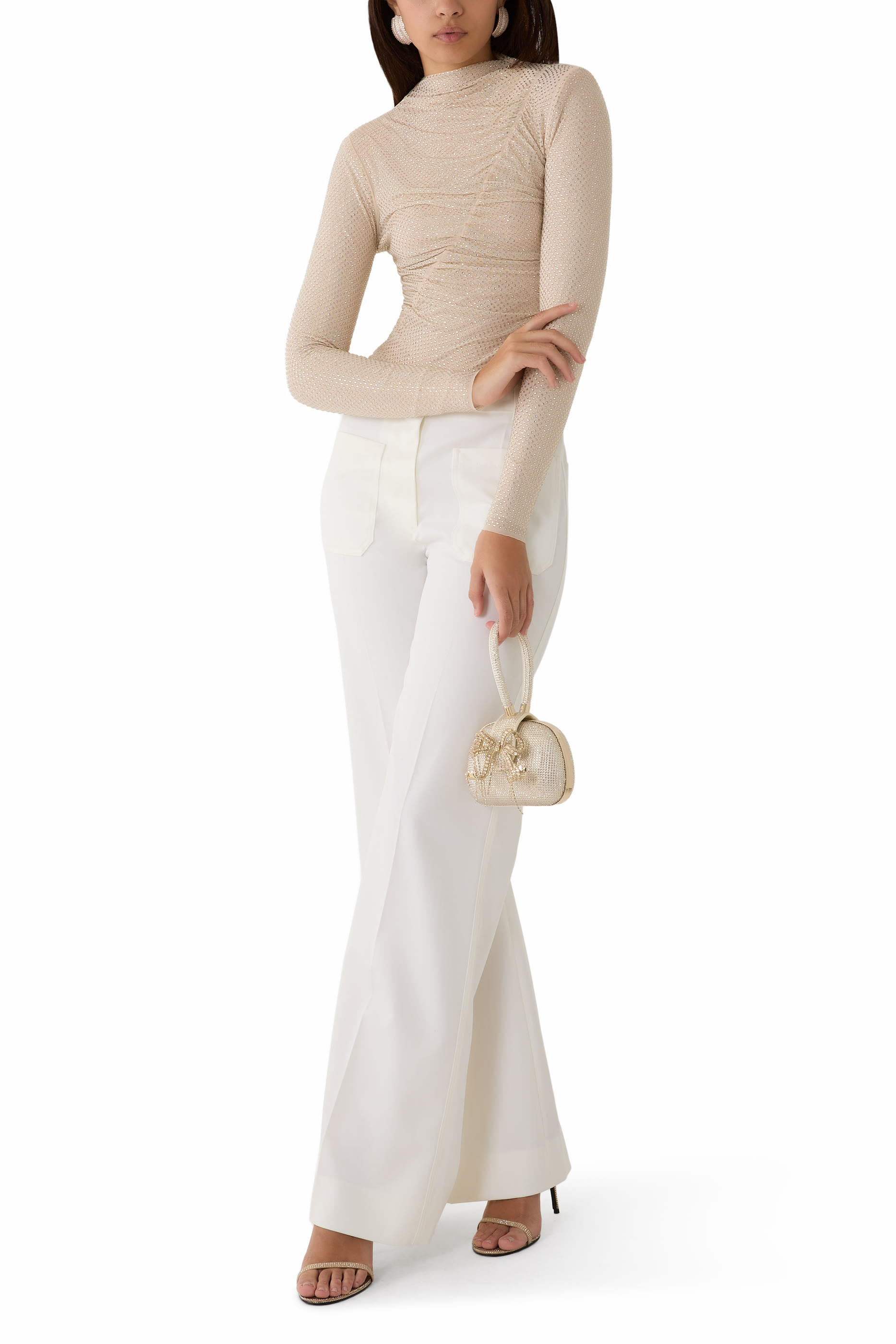 Rhinestone Gathered Top