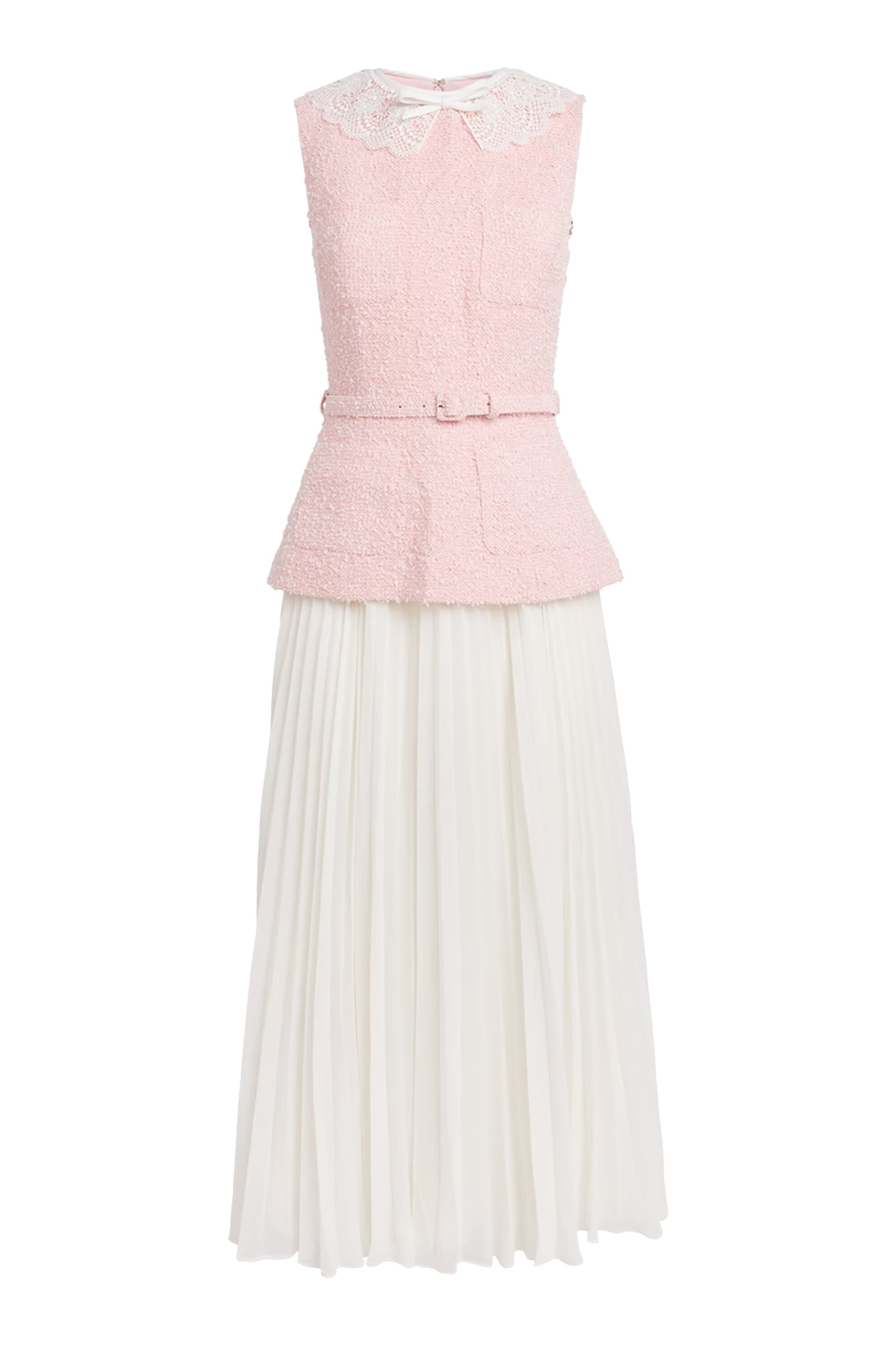 Boucle Lace Collar Midi Dress