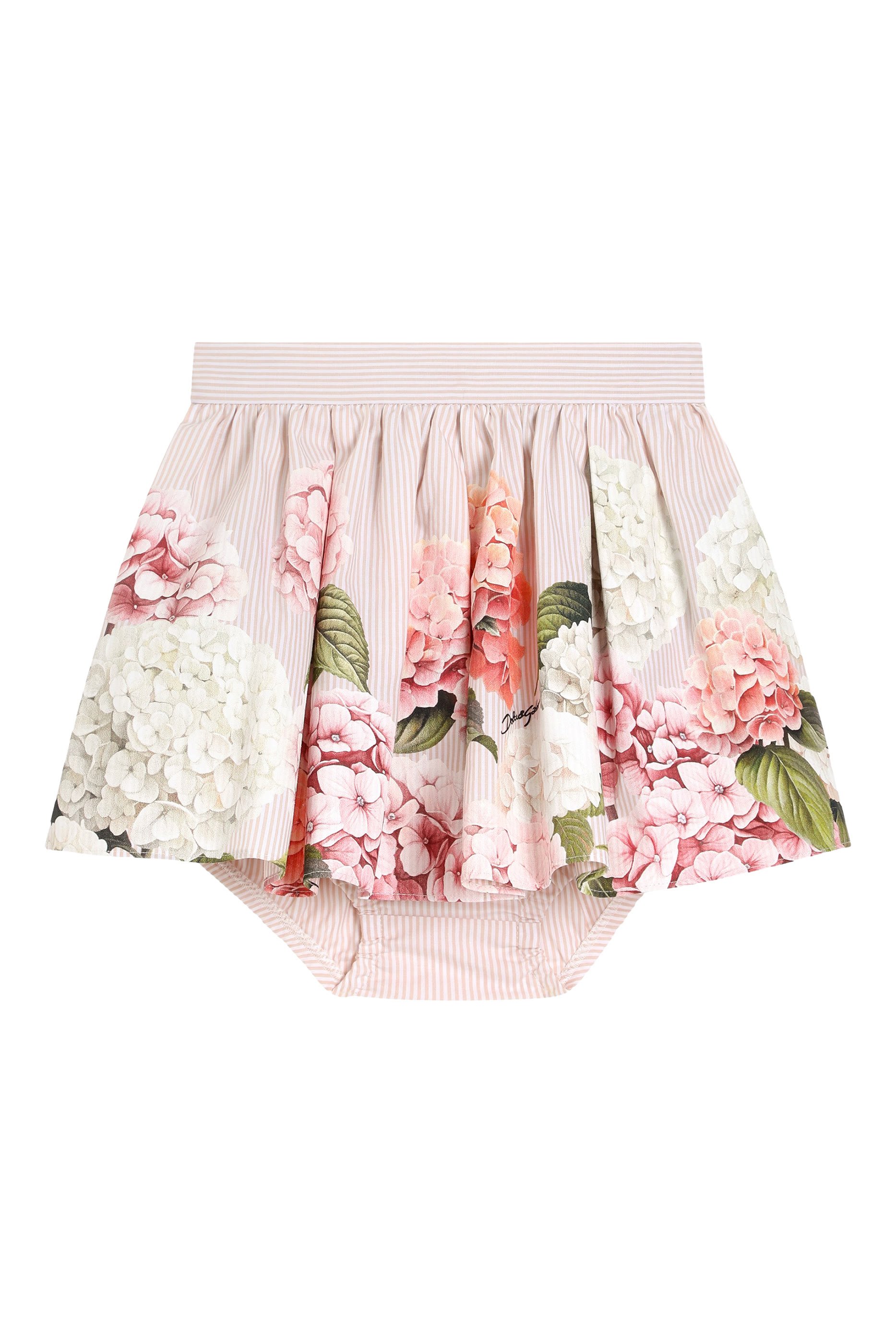 Kids Hydrangea-Print Canvas Skirt