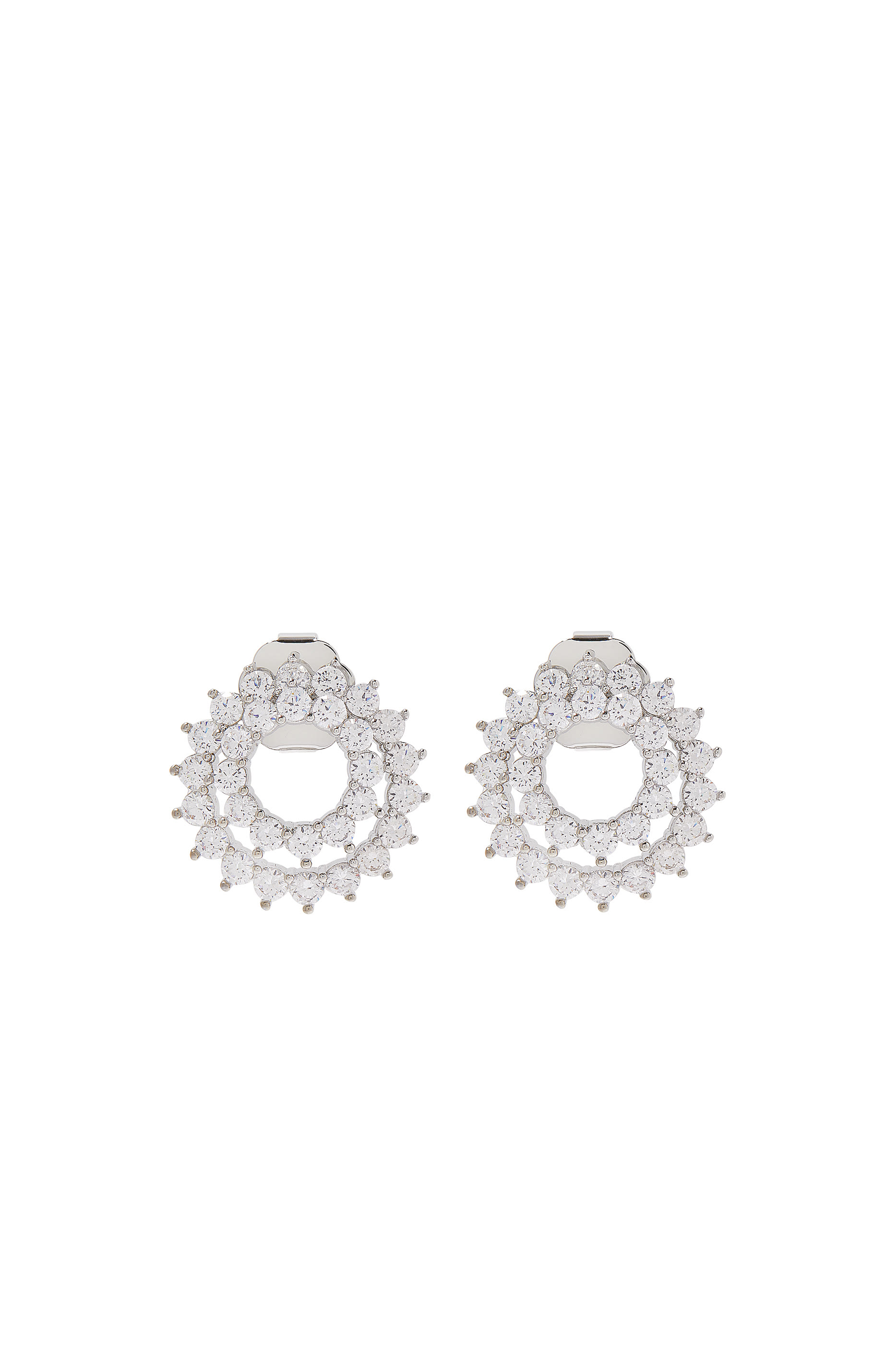 Spiral Earrings, Plated Brass & Cubic Zirconias