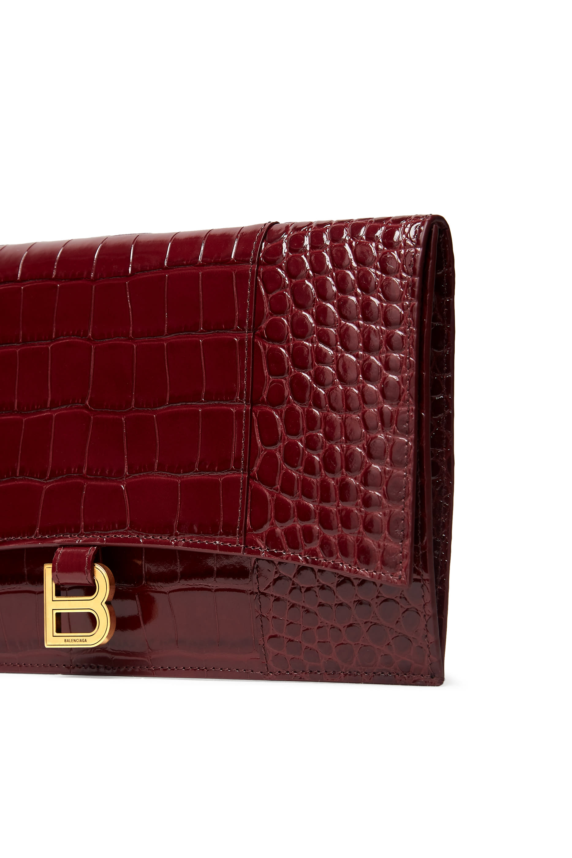 Hourglass Crocodile Embossed Flat Pouch