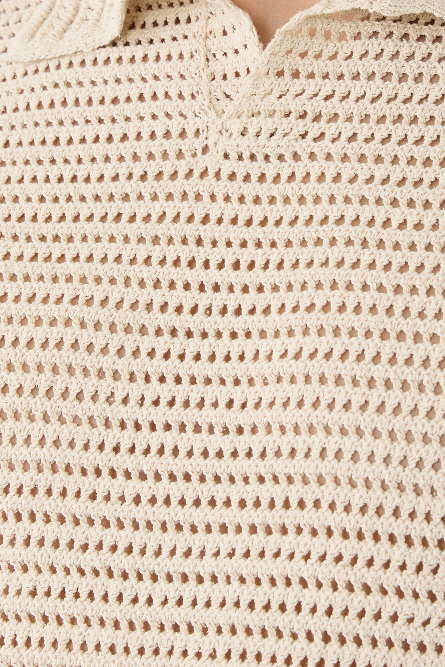 Tussah Silk Cotton Mesh Knit Skipper Polo