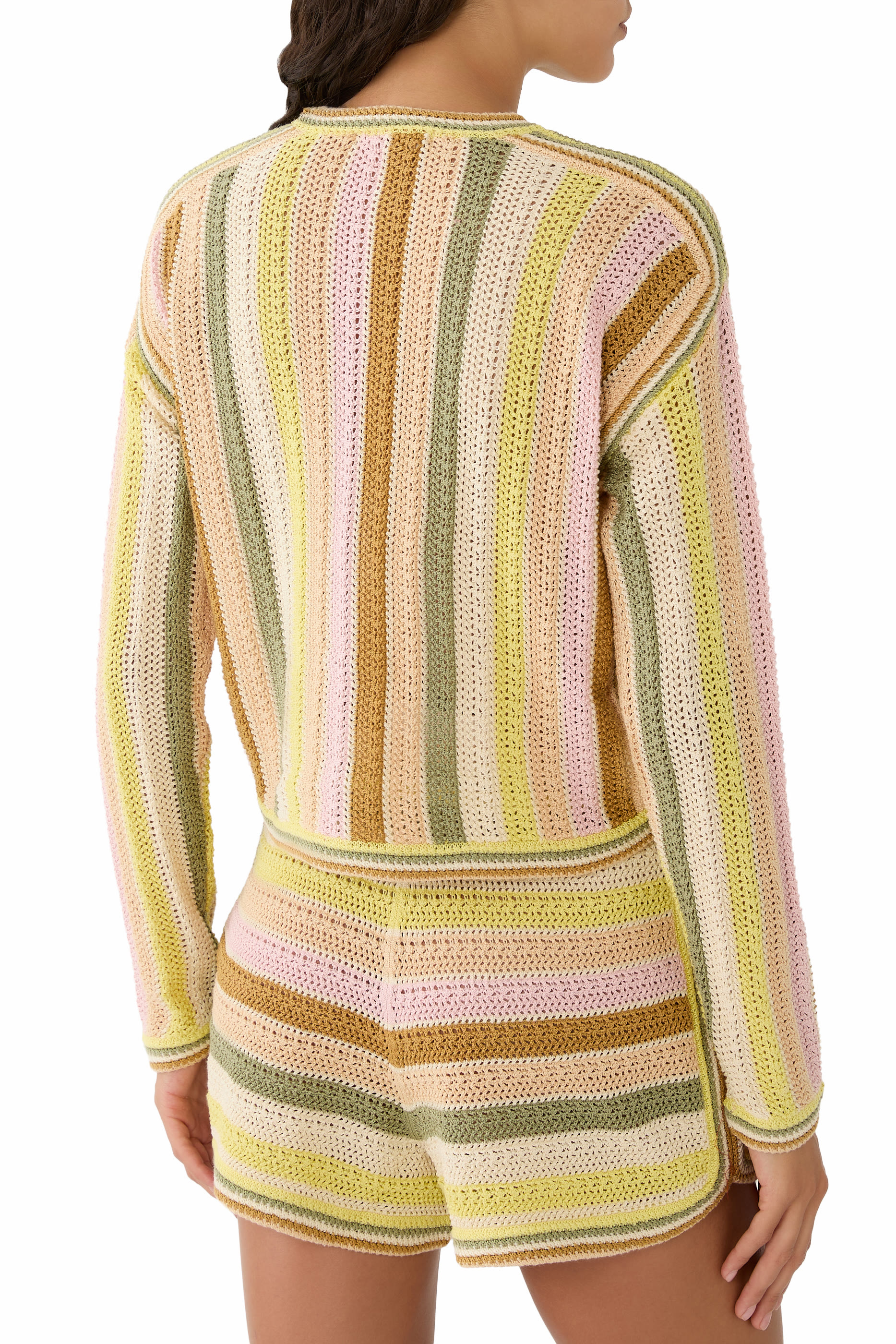 Indra Stripe Crochet Cardigan