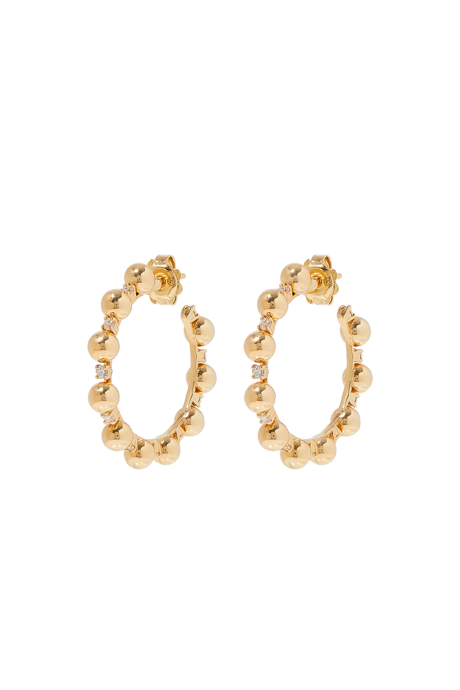 Large Gifu Hoops, 18k Yellow Gold & Diamonds