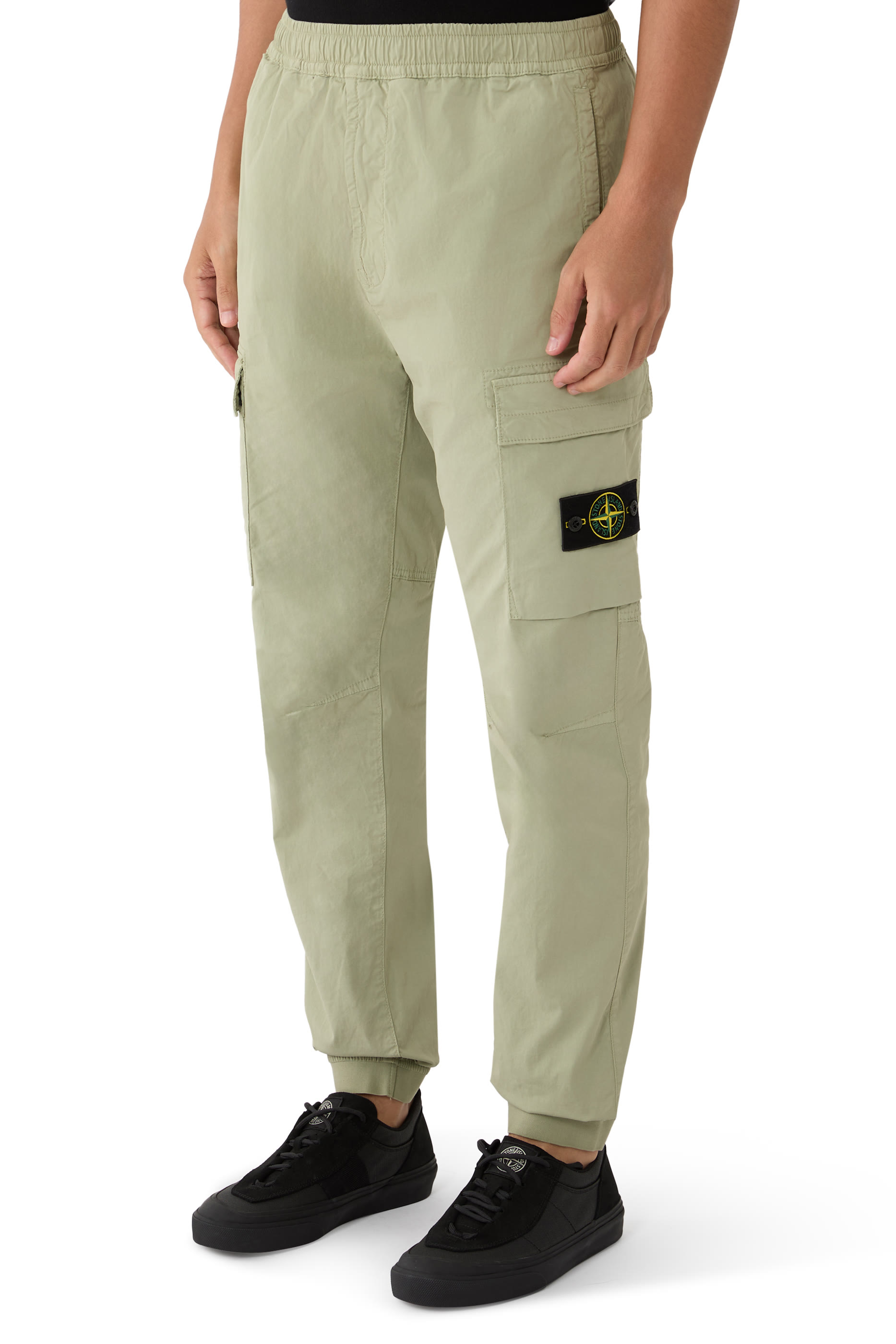 Regular-Tapered Fit Jogger Trousers with Elastic Waist 