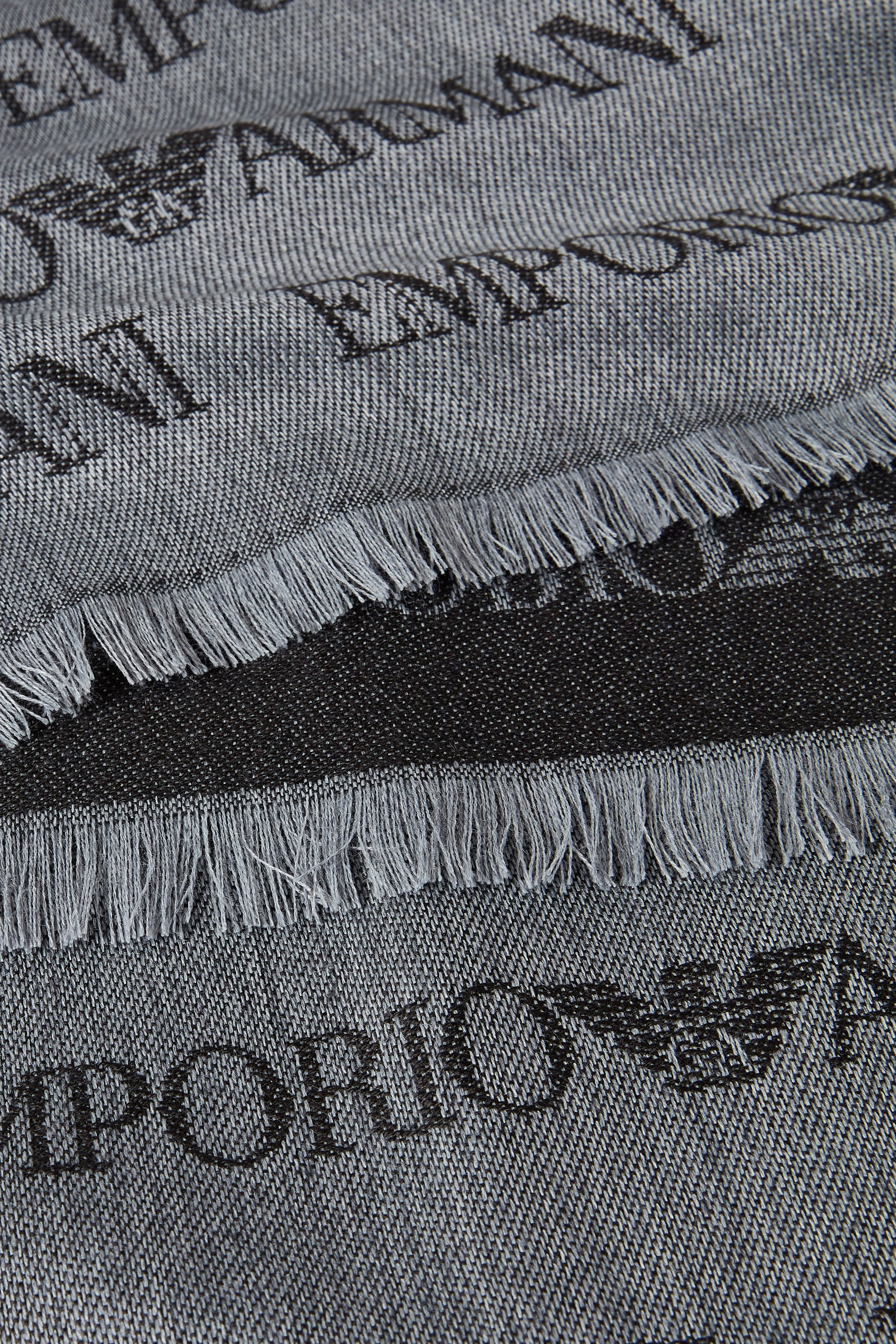 Jacquard Logo Lettering and Fringes Virgin-Wool Blend Scarf