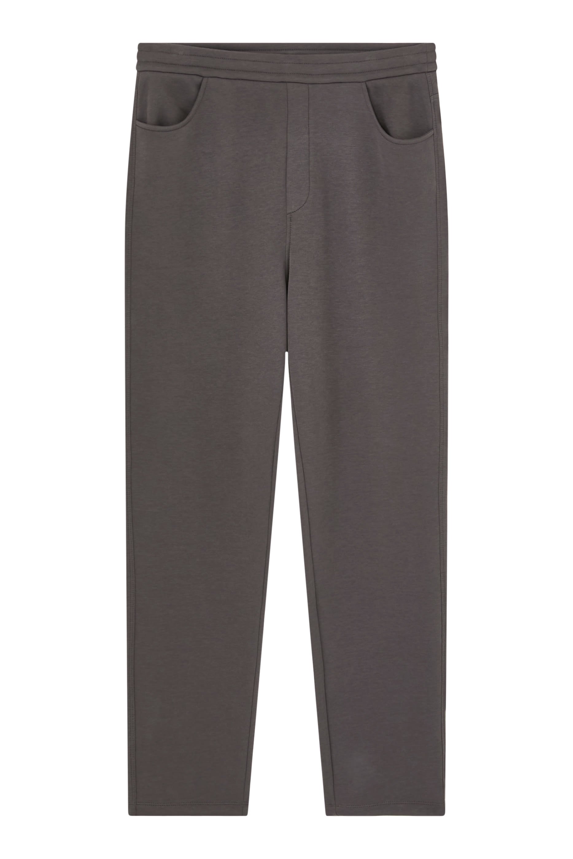 Cotton-Blend Pique Straight Pants