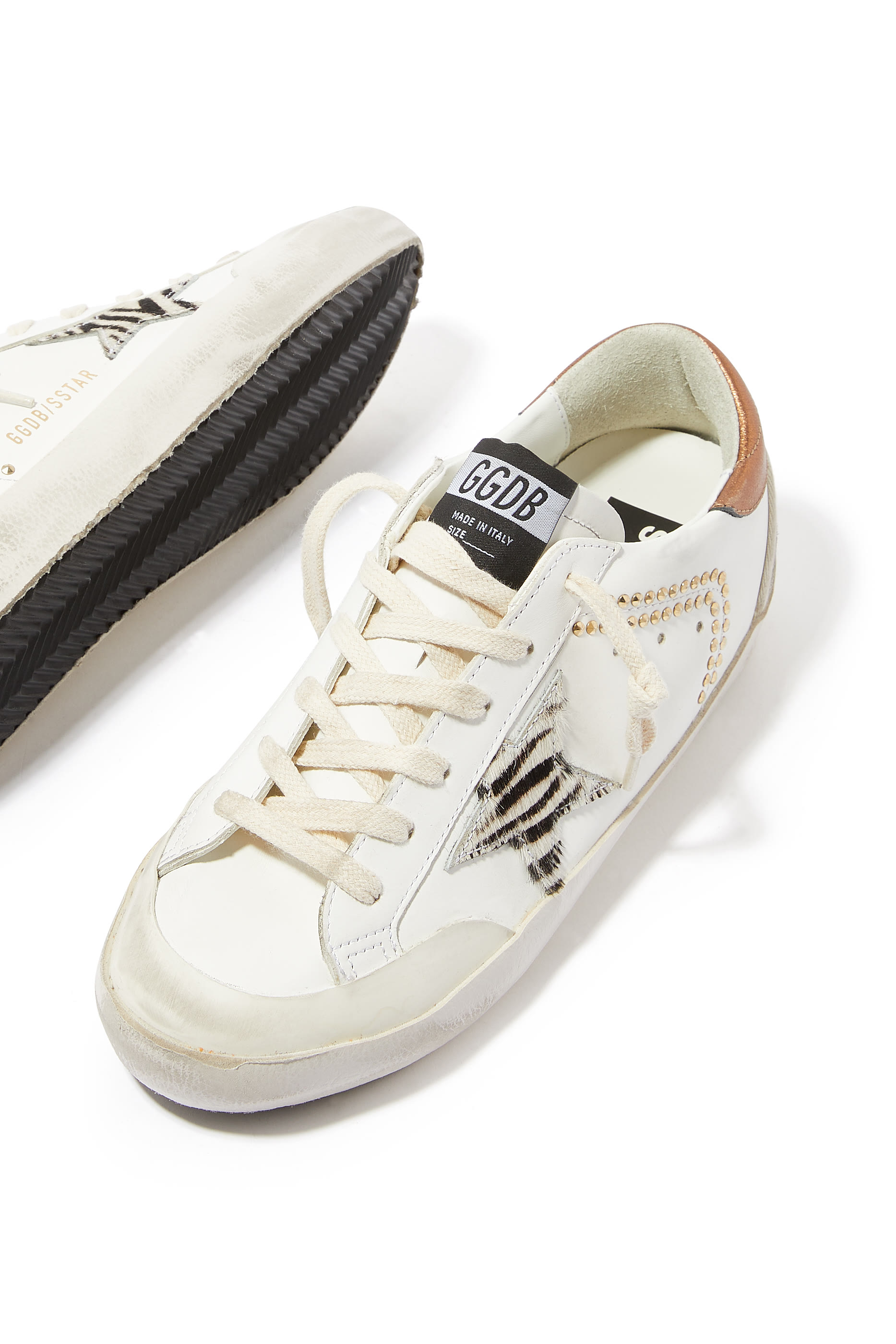 Superstar Leather Upper with Studs Zebra