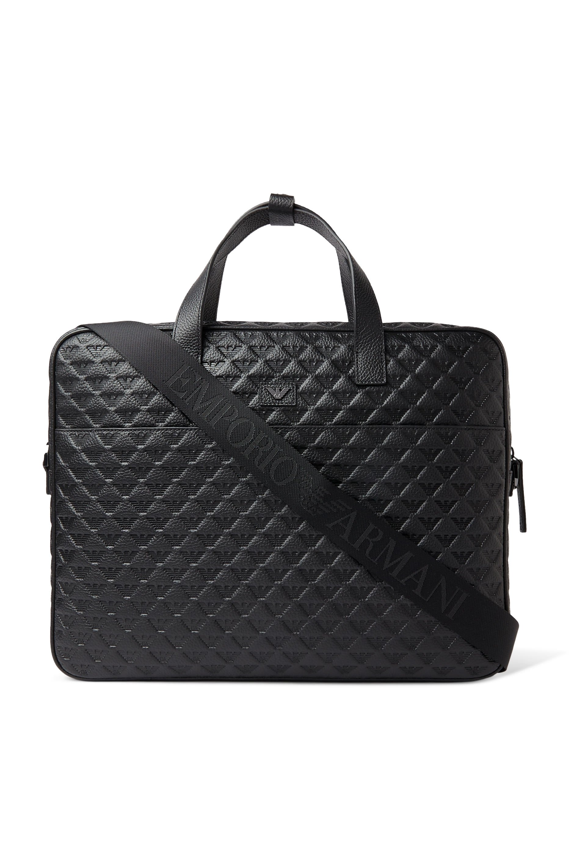 Micro Eagle Logo Leather Briefcase