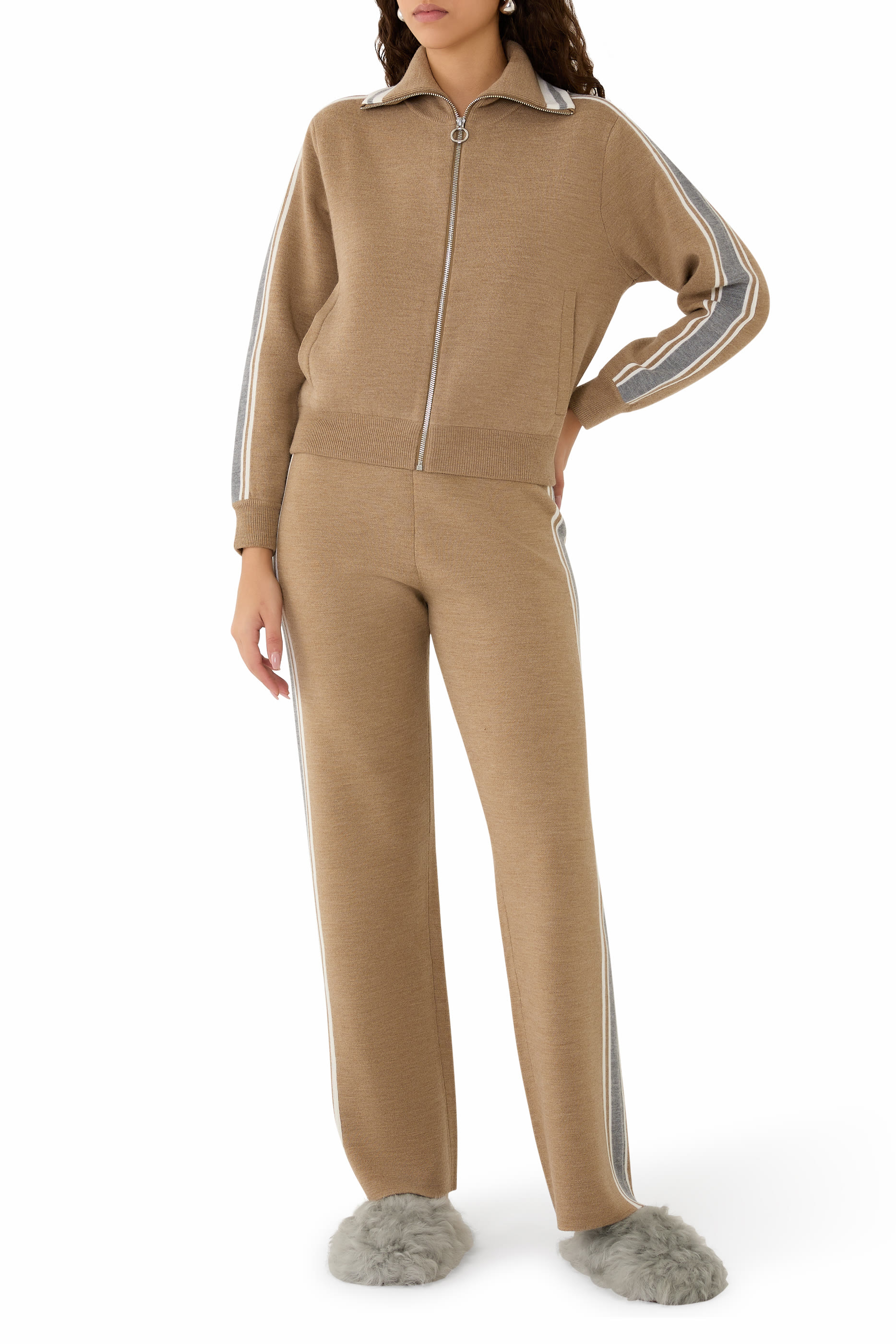 Benada Striped Wool-Blend Straight Pants