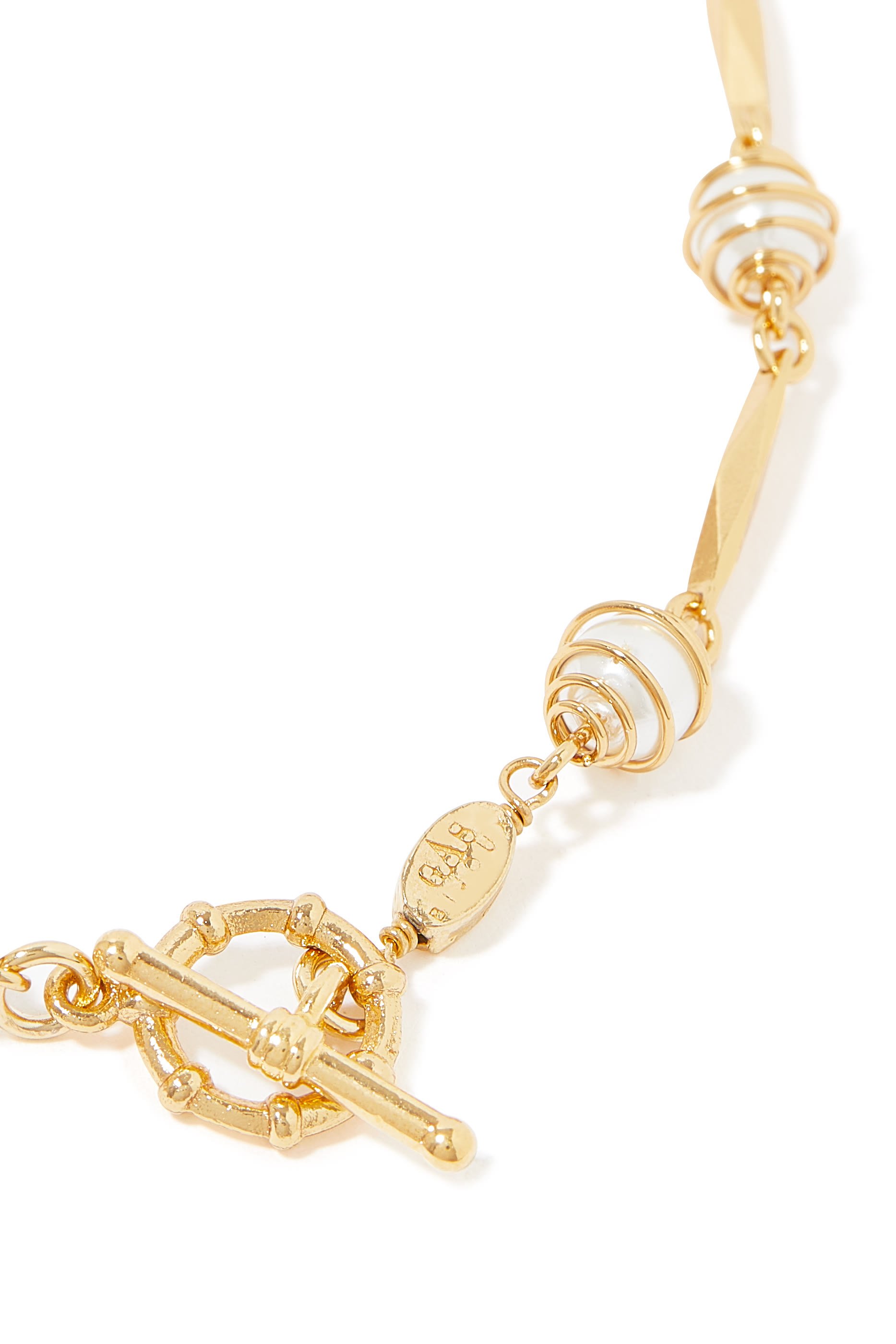 Perla Chain Necklace, Gold-Plated Metal & Pearls