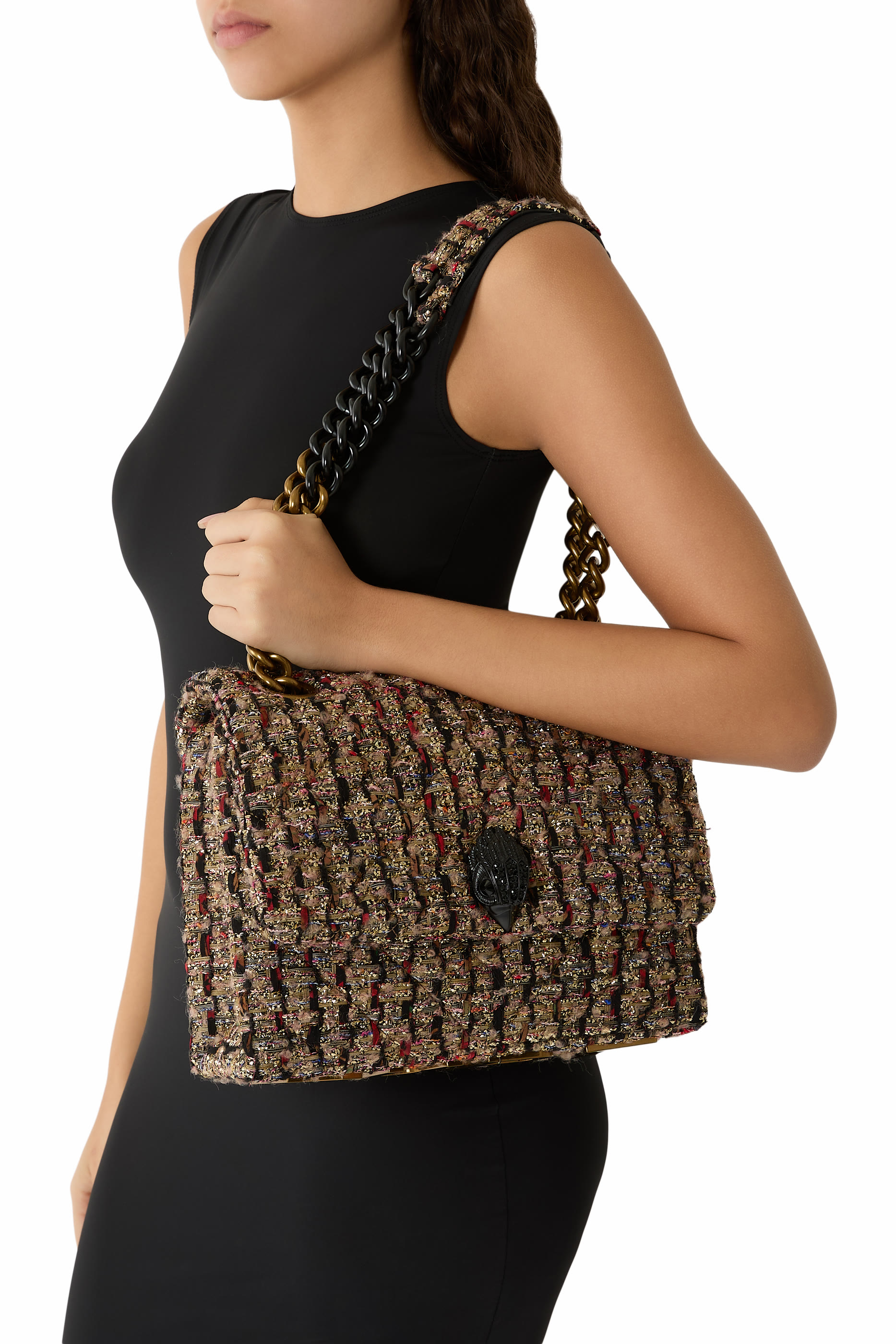 Large Kensington Metallic Tweed Shoulder Bag