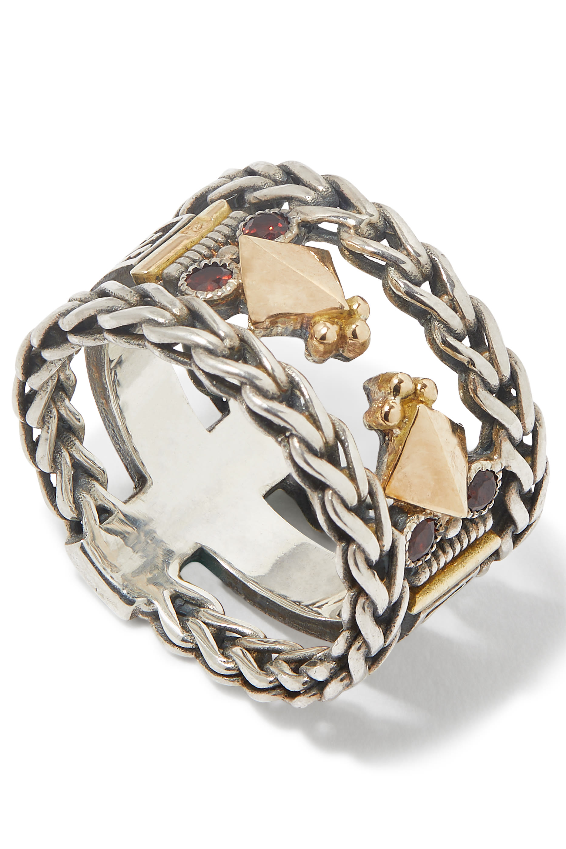 Roman Chain Ring, 18k Gold & Sterling Silver