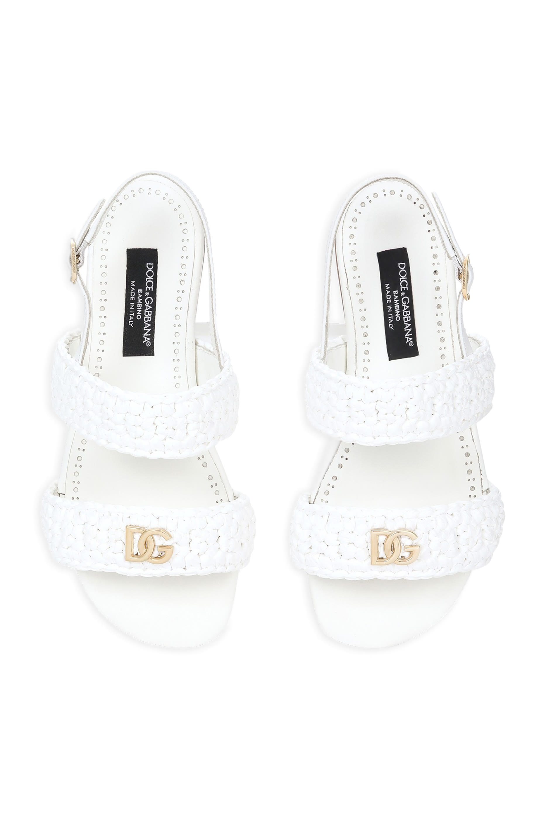 Kids Crochet Detailing Calfskin Sandals