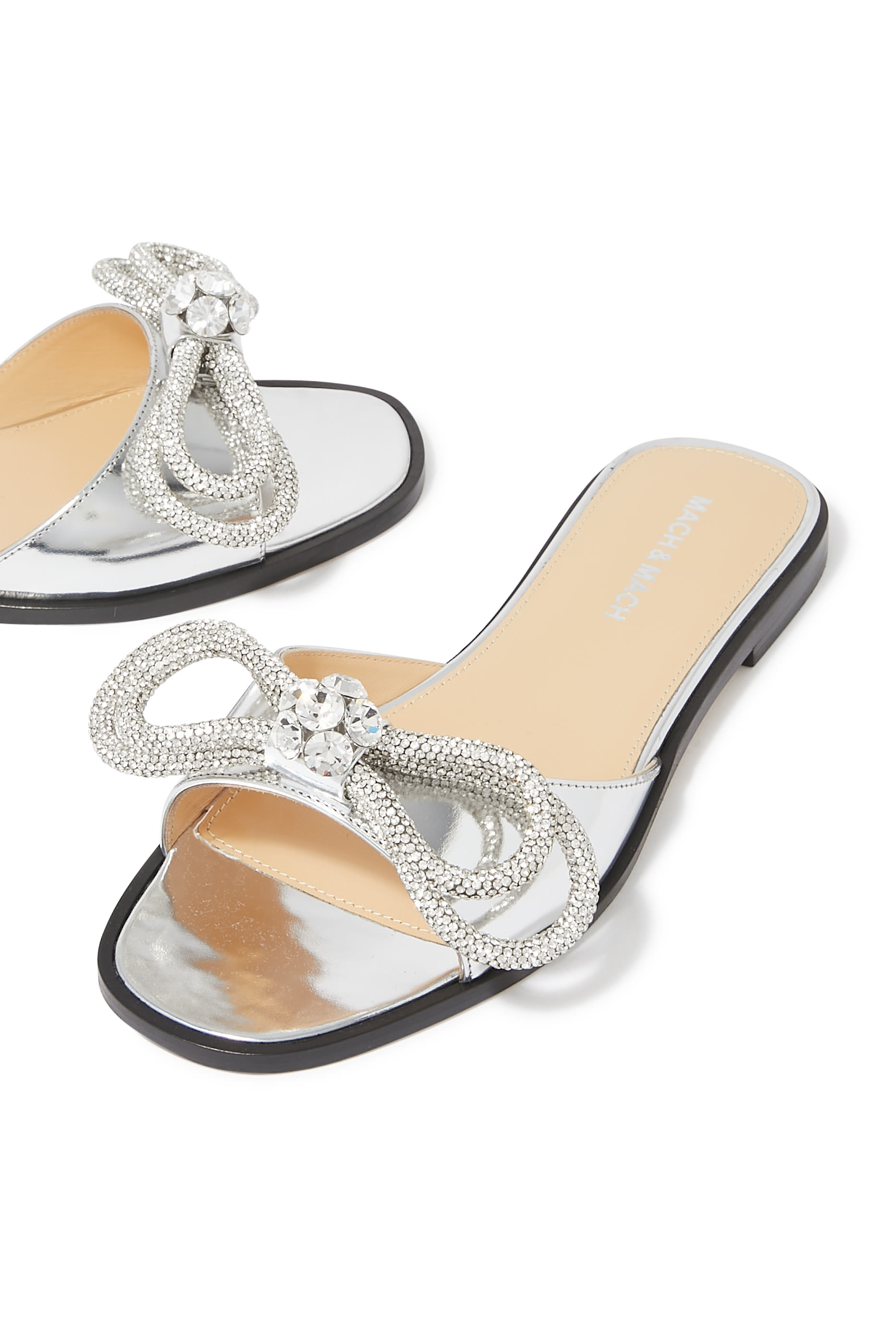 Double Bow Crystal Embellished Slides