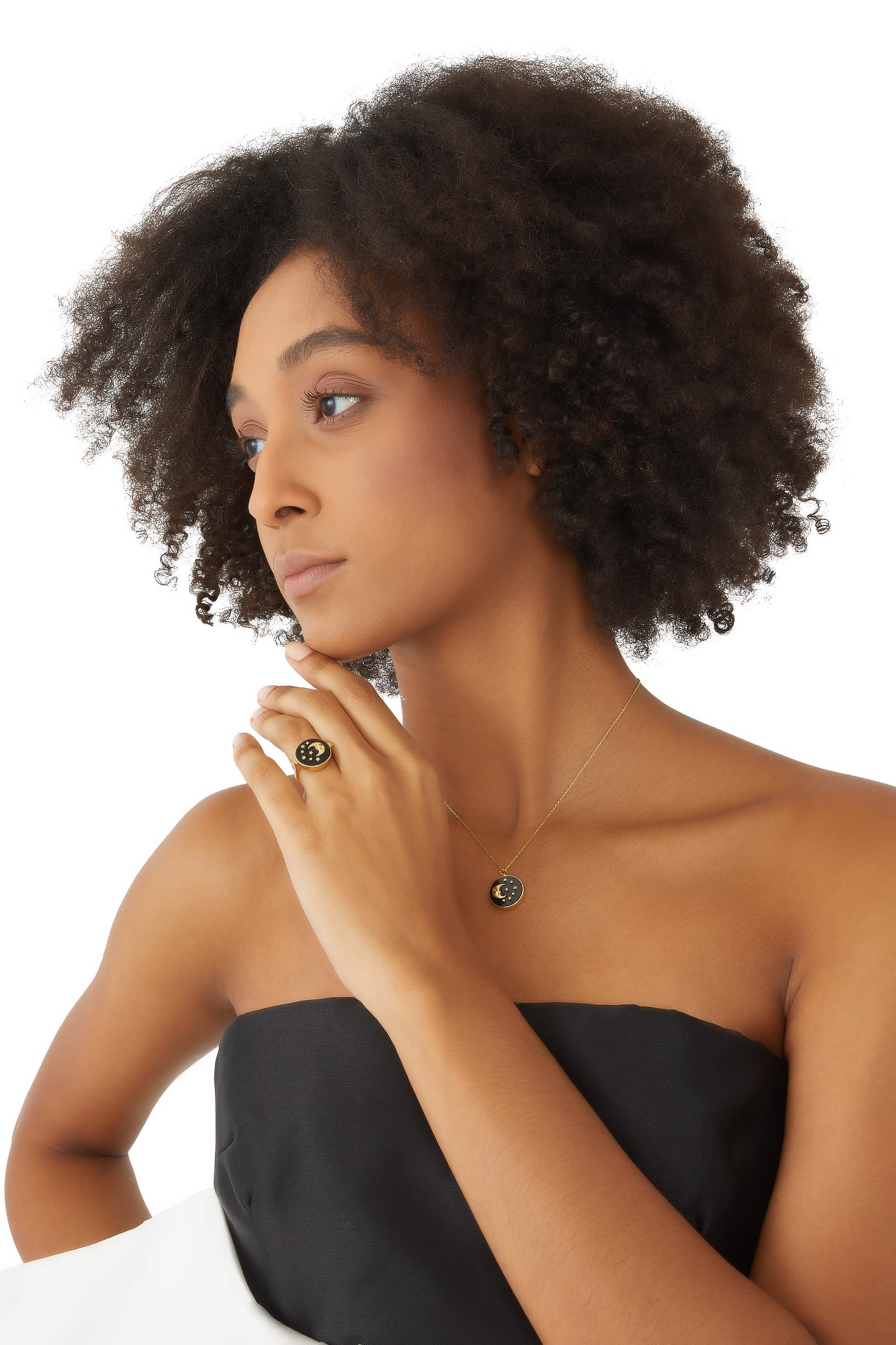 Day and Night Pendant, 18k Yellow Gold with Mother of Pearl & Diamonds