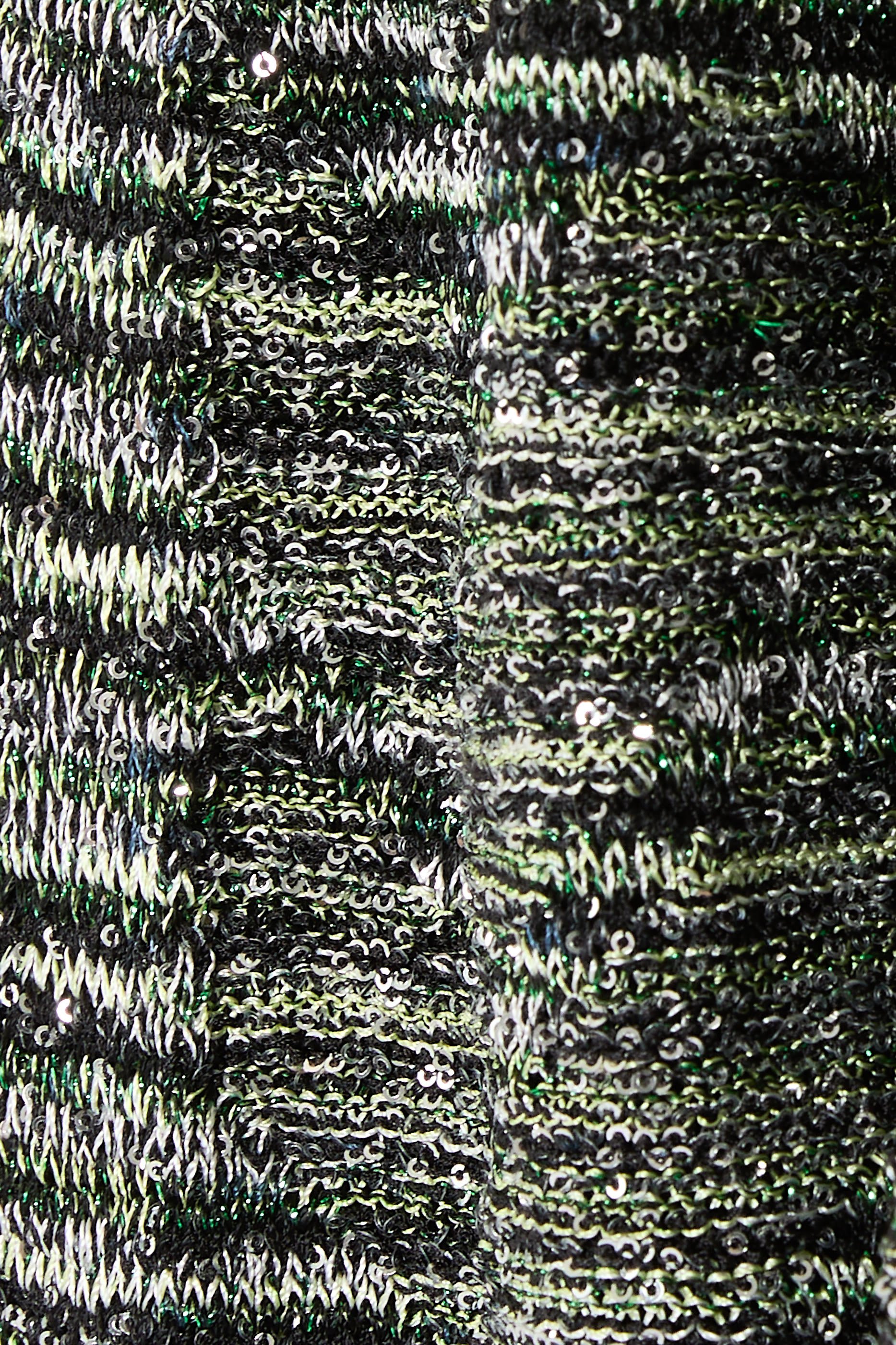 Cropped Sequin-Embellished Crochet-Knit Cardigan