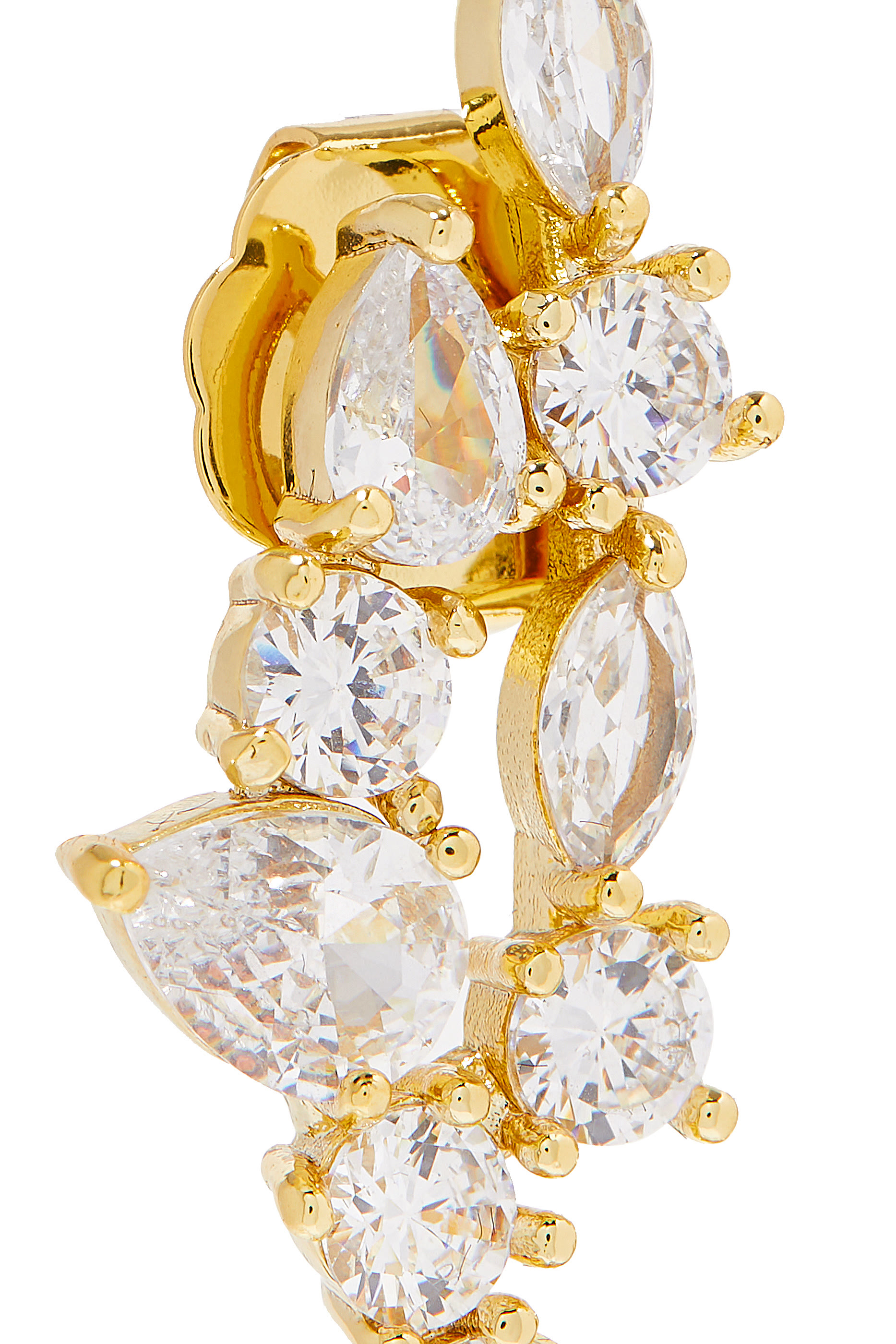 Multi-Shape Scatter Curved Earrings, Gold-Plated Brass & Cubic Zirconia