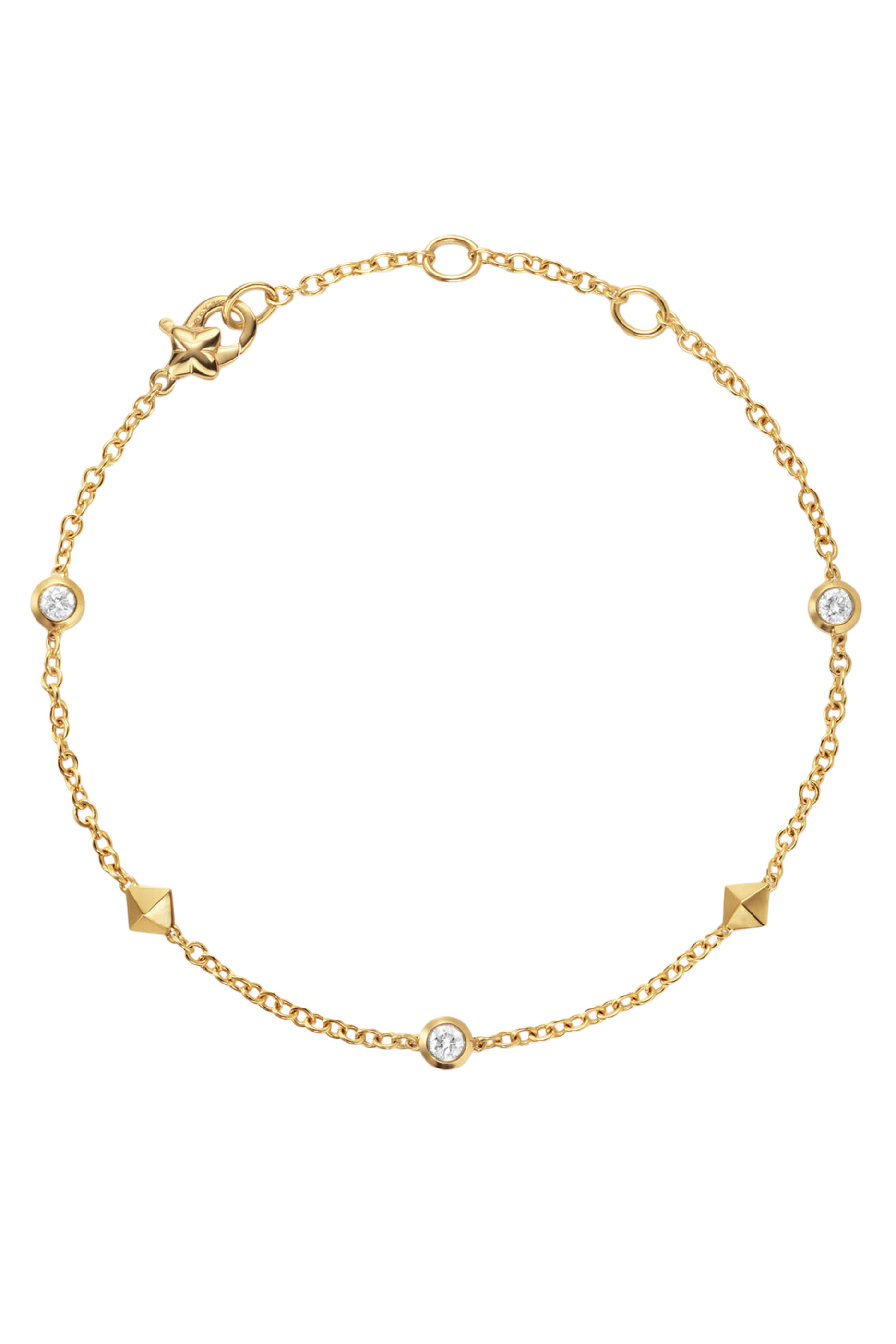 Petite Modern Renaissance Station Bracelet, 18k Yellow Gold & Diamonds