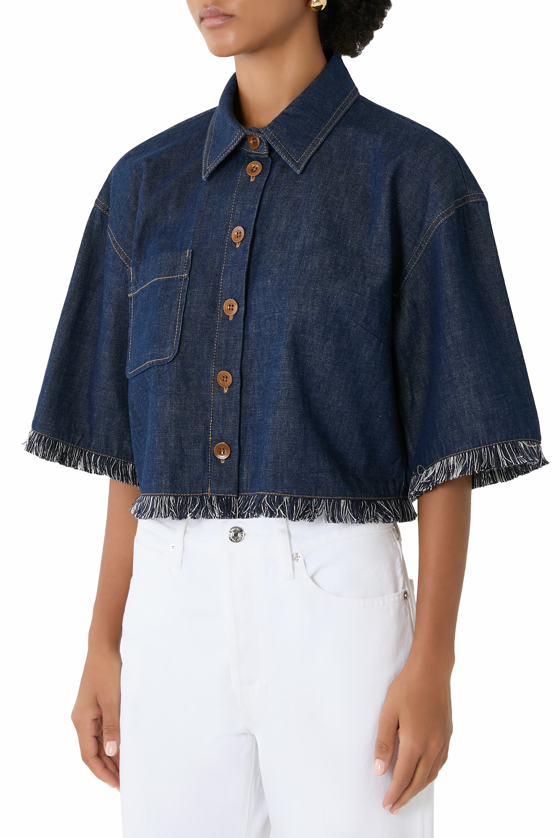  Rhiannon Fringe Denim Shirt 