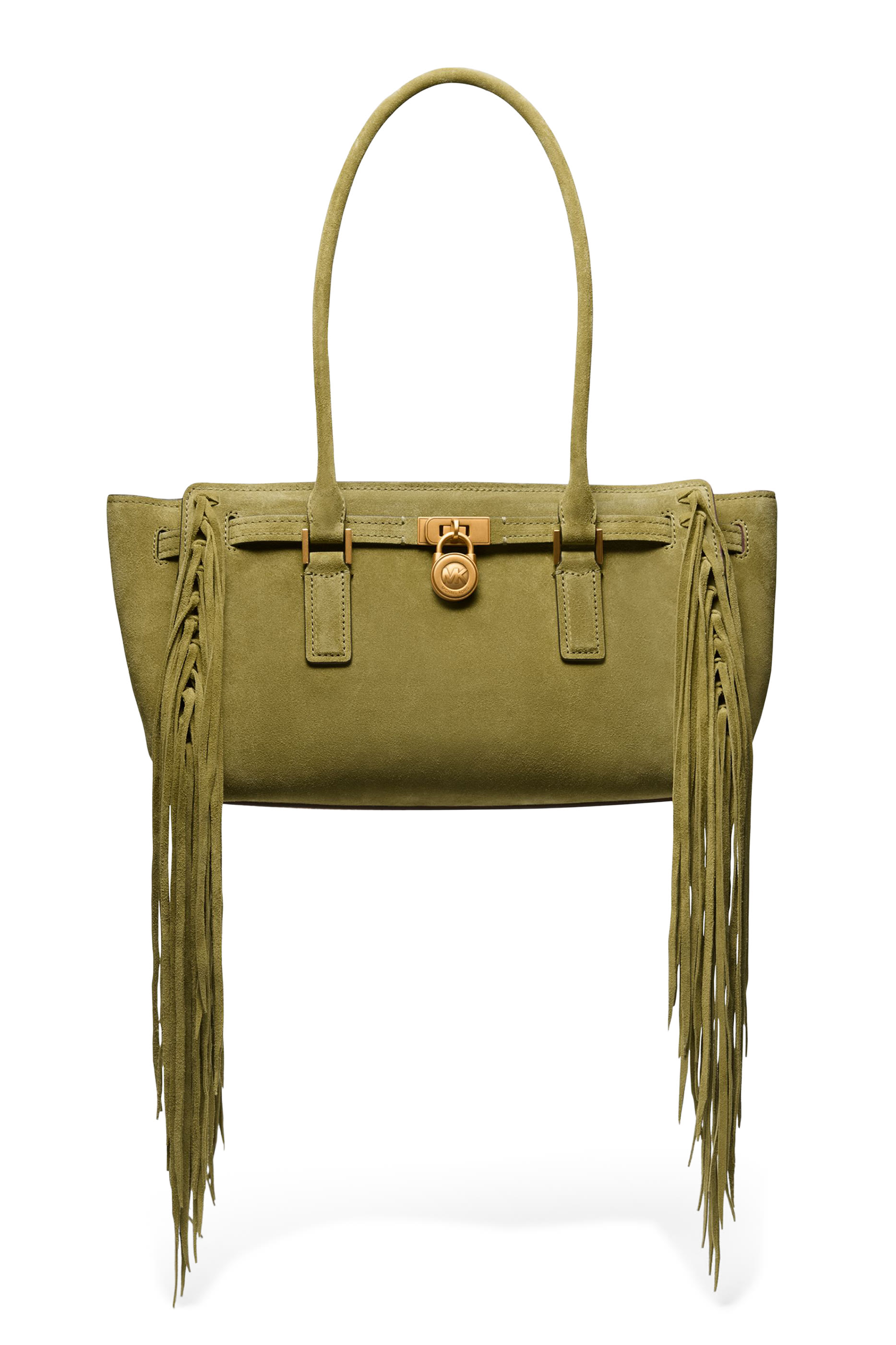 Hamilton Moderne Small Fringed Suede Satchel 