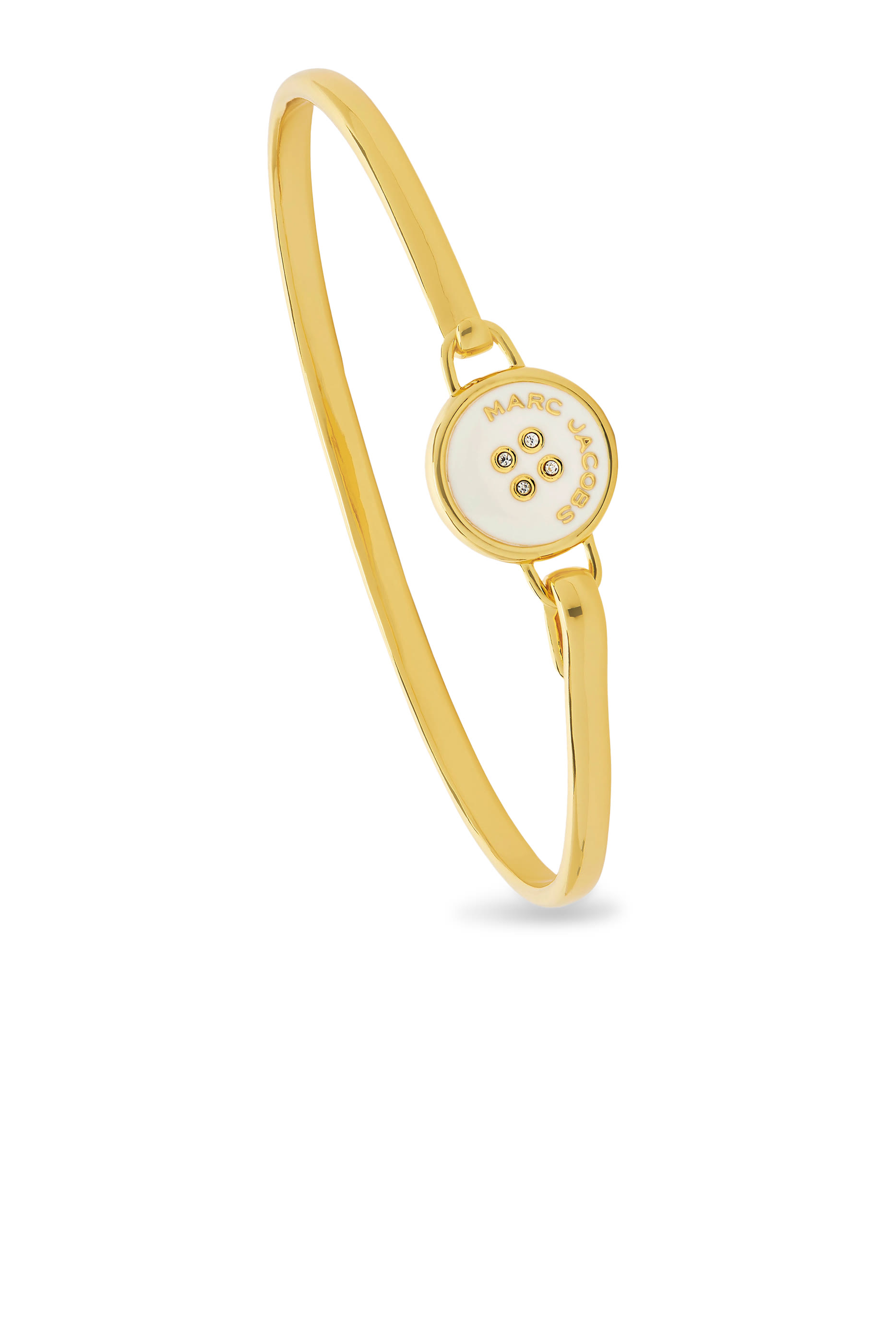 The Button Hinge Bracelet, Gold-Plated Brass with Enamel & Glass Stones