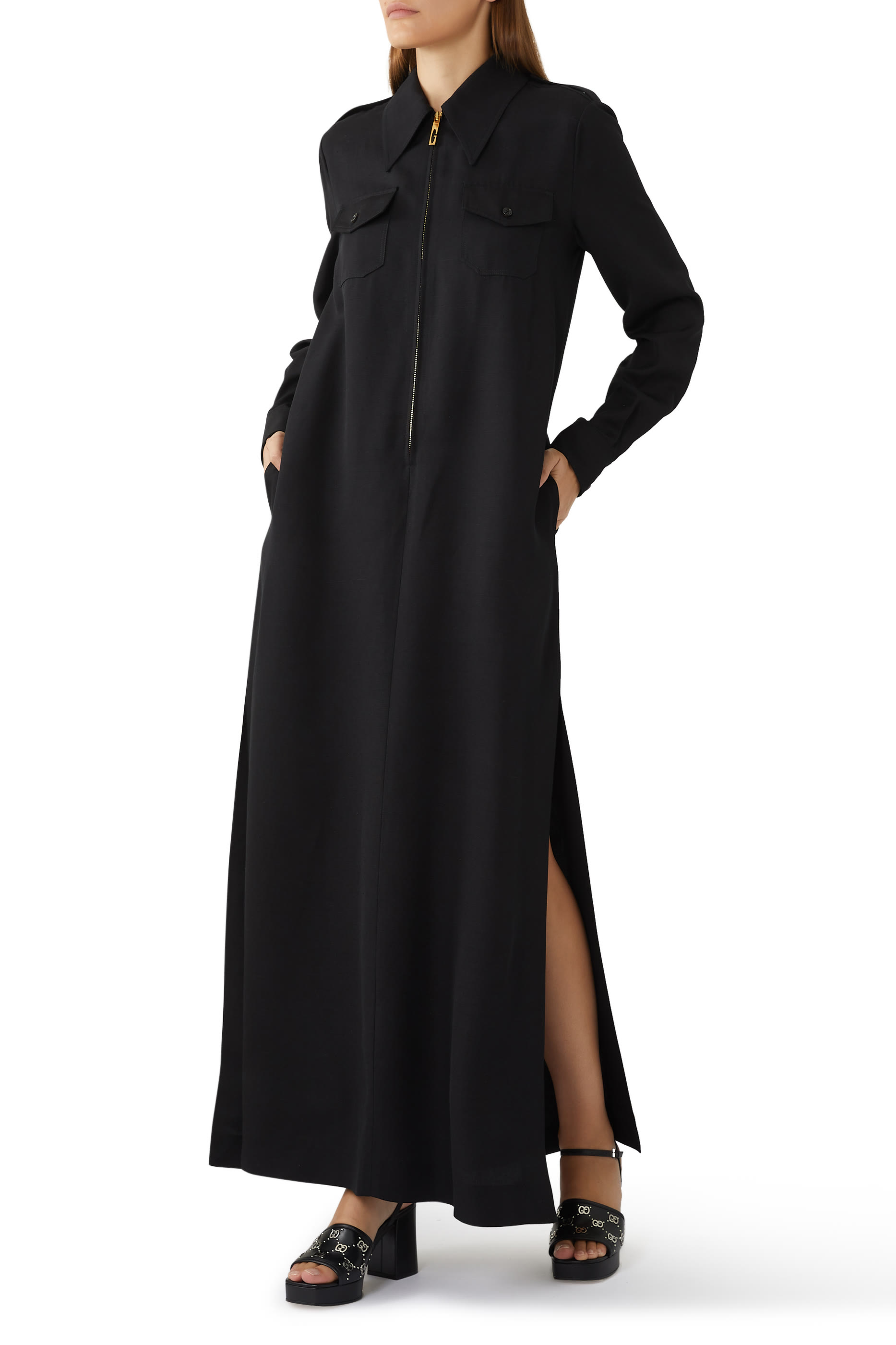 Viscose Silk Maxi Dress With Belt