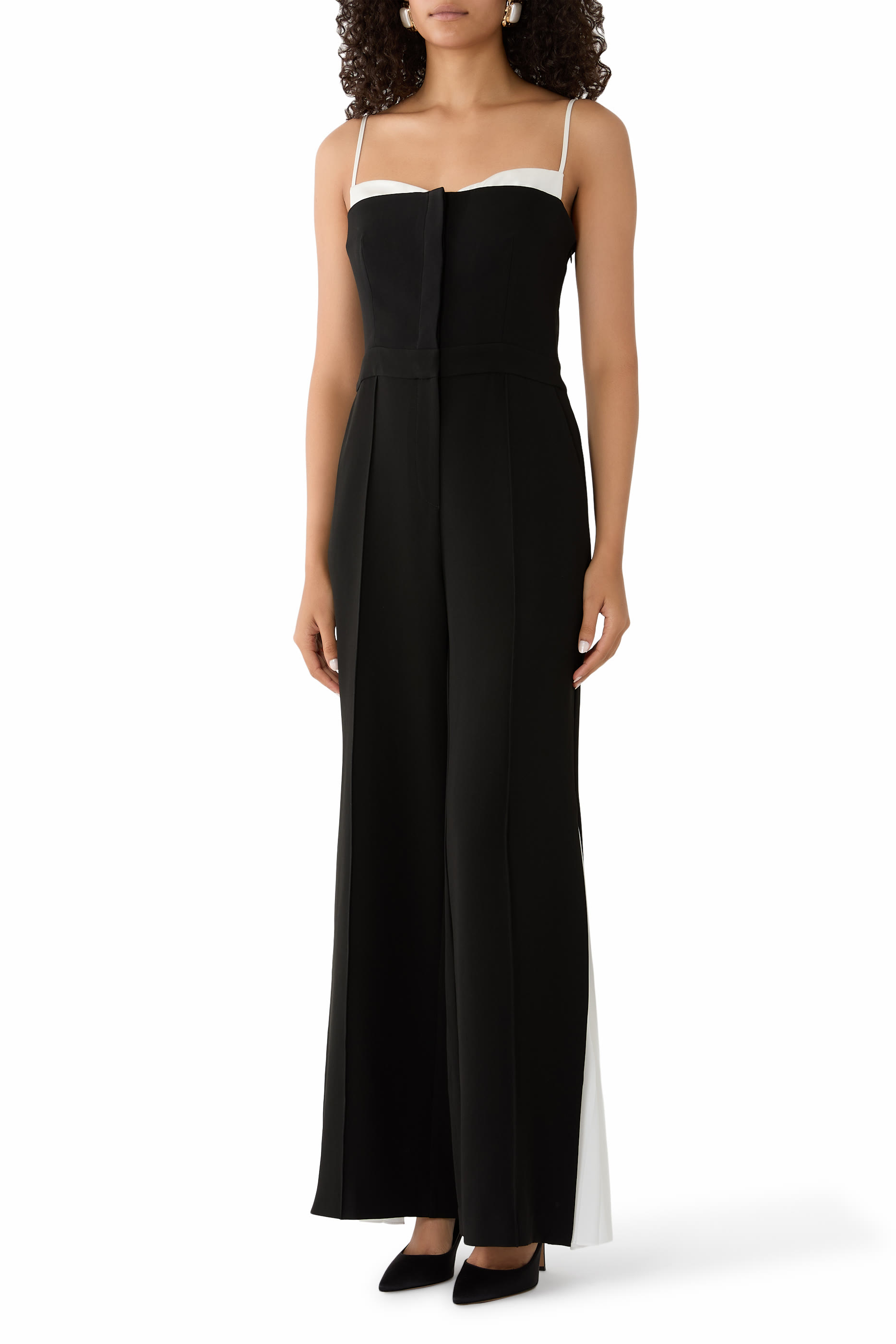 Hazel Pleated-Inset Bustier Jumpsuit
