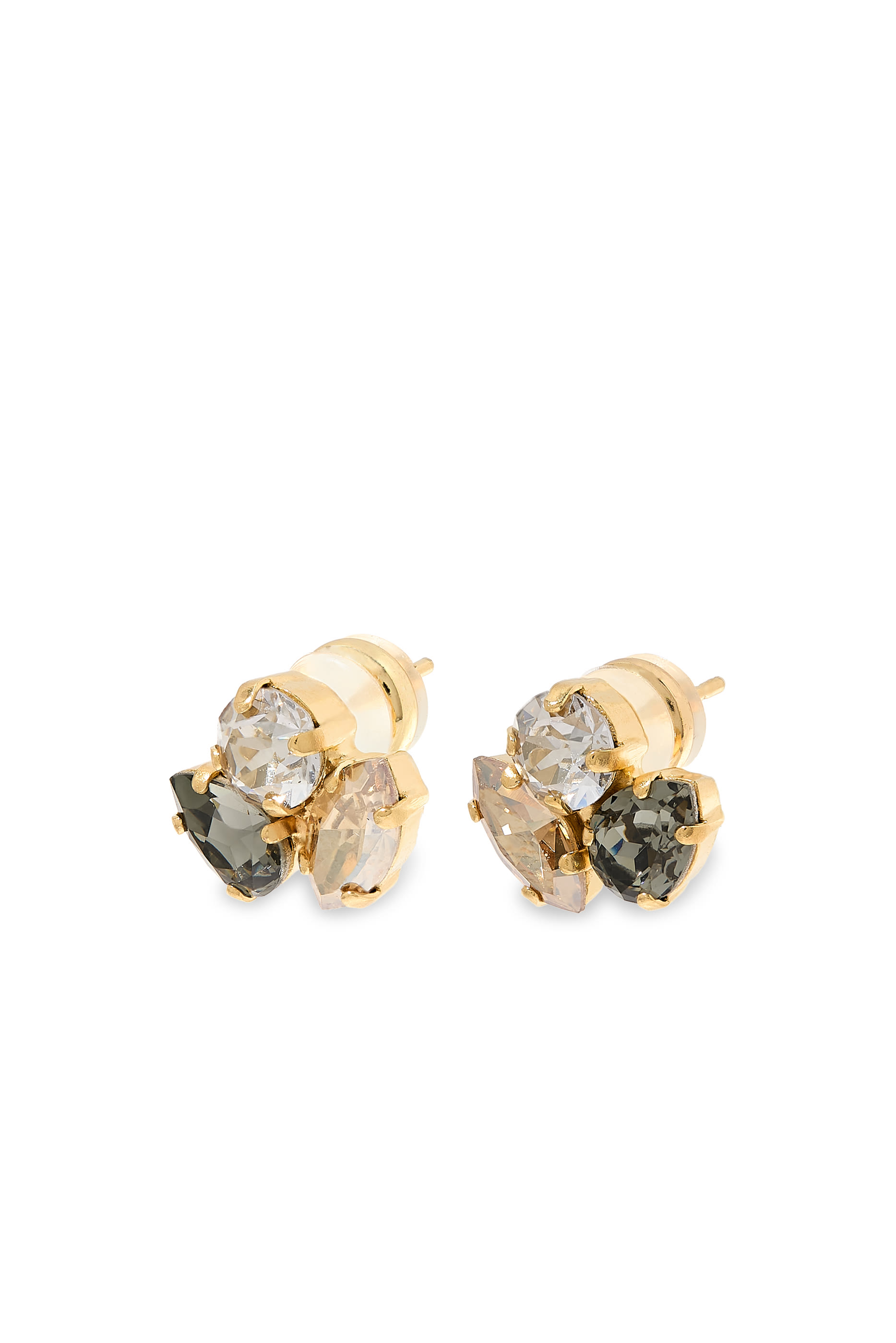 Ana Earrings in Golden Combo, 18K Gold Plated Raw Brass &  Swarovski Crystals