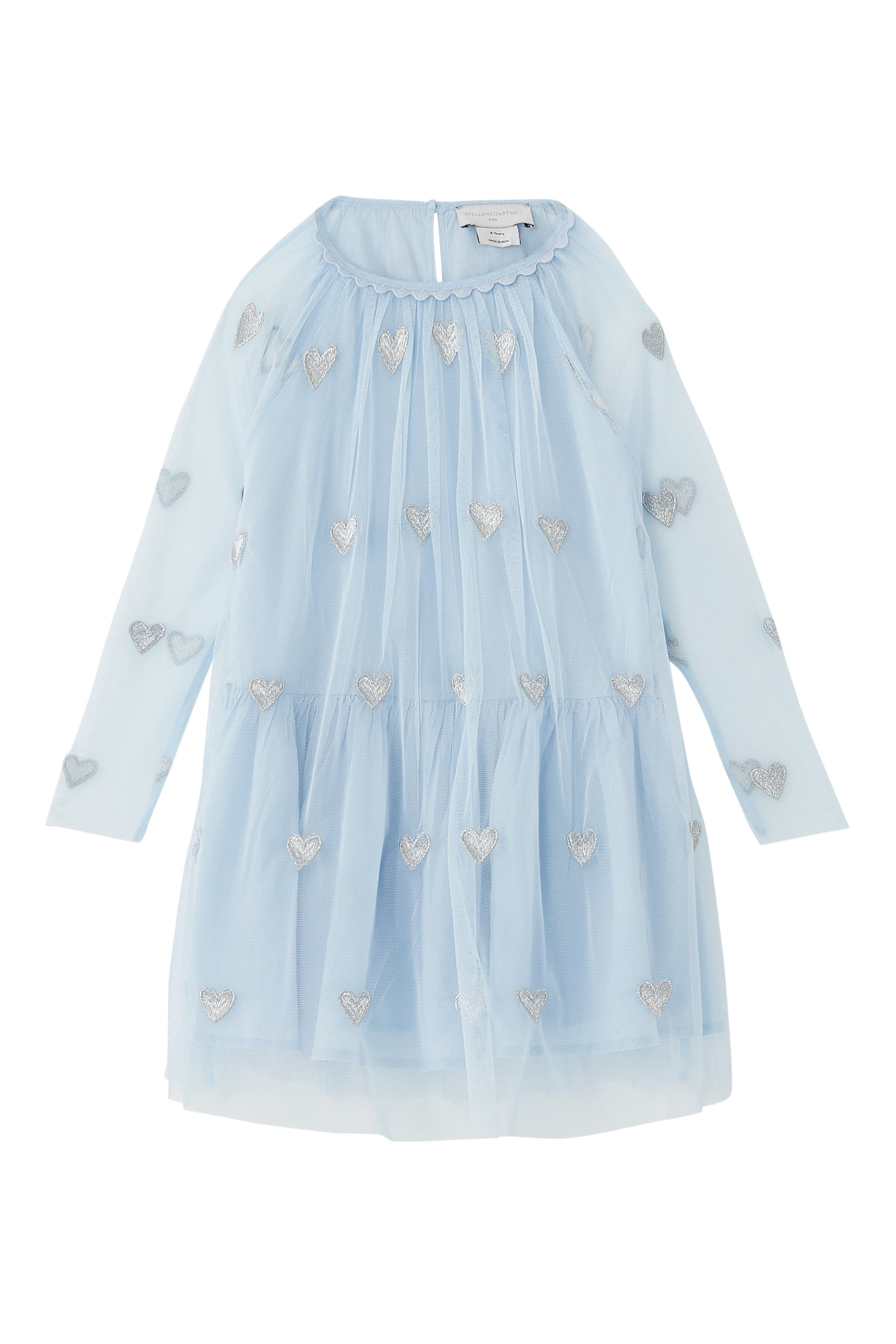 Kids Tulle Dress with Heart Embellishments.