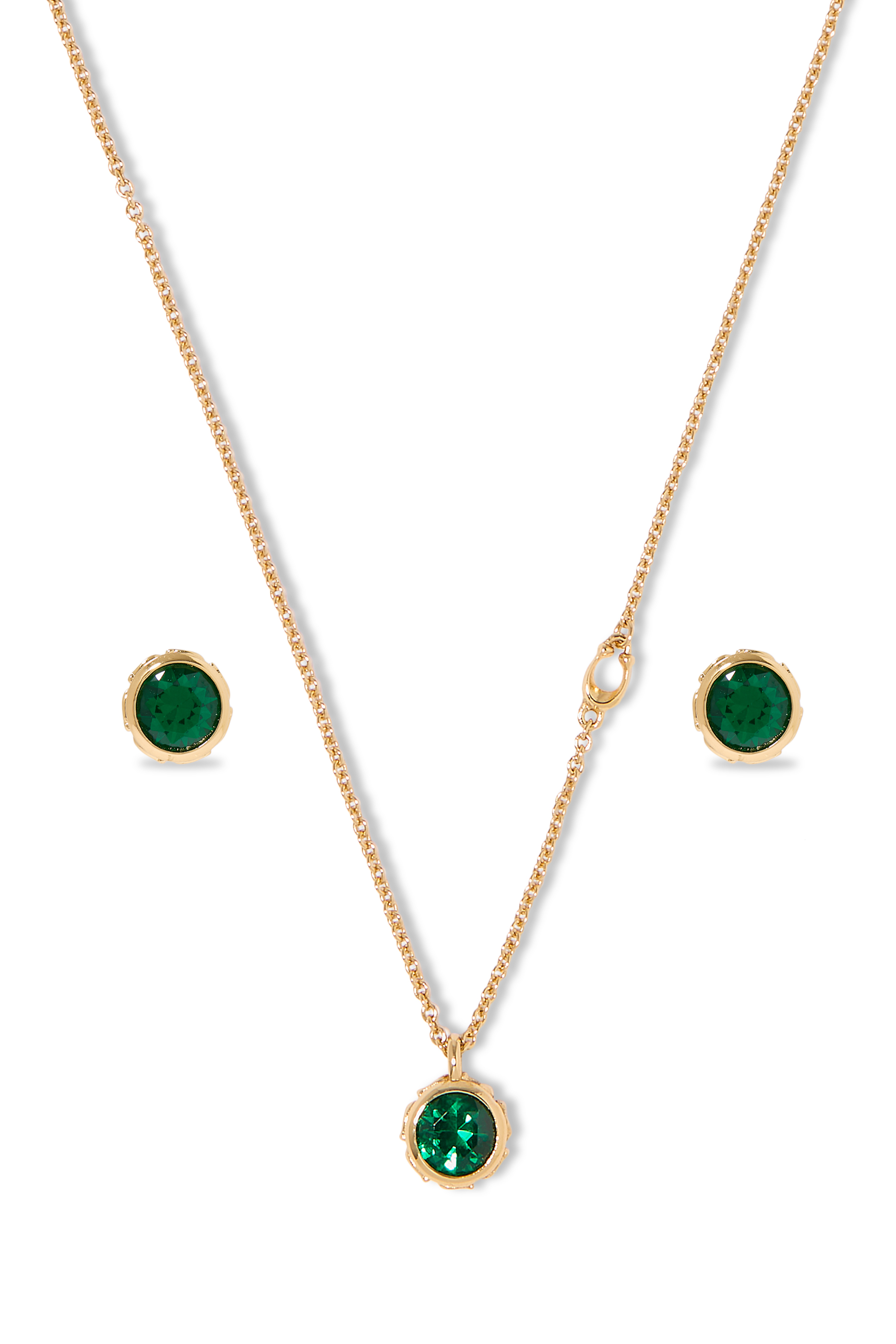  Stone Stud Necklace & Earrings Set 