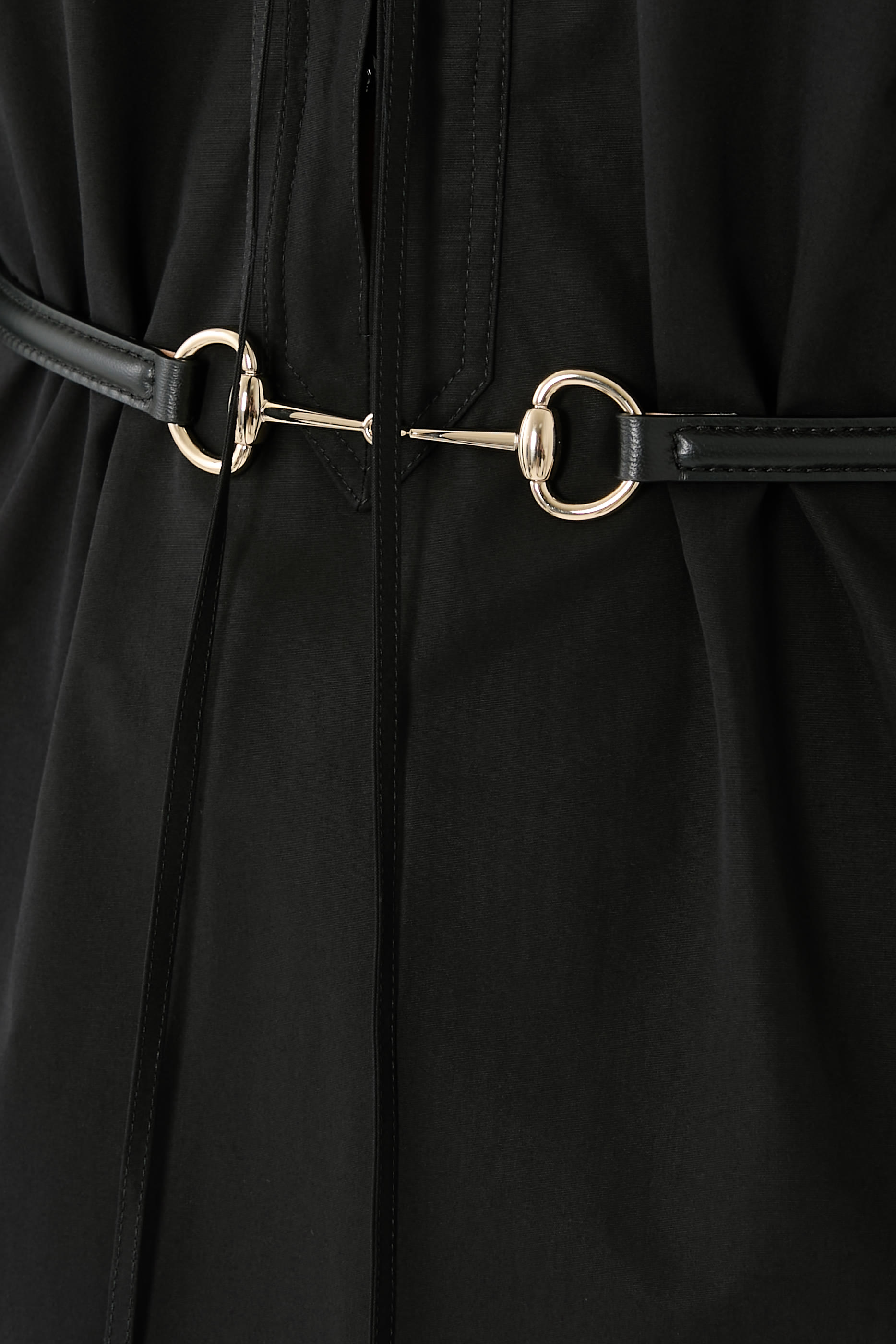 Cotton Poplin Dress with Horsebit Belt