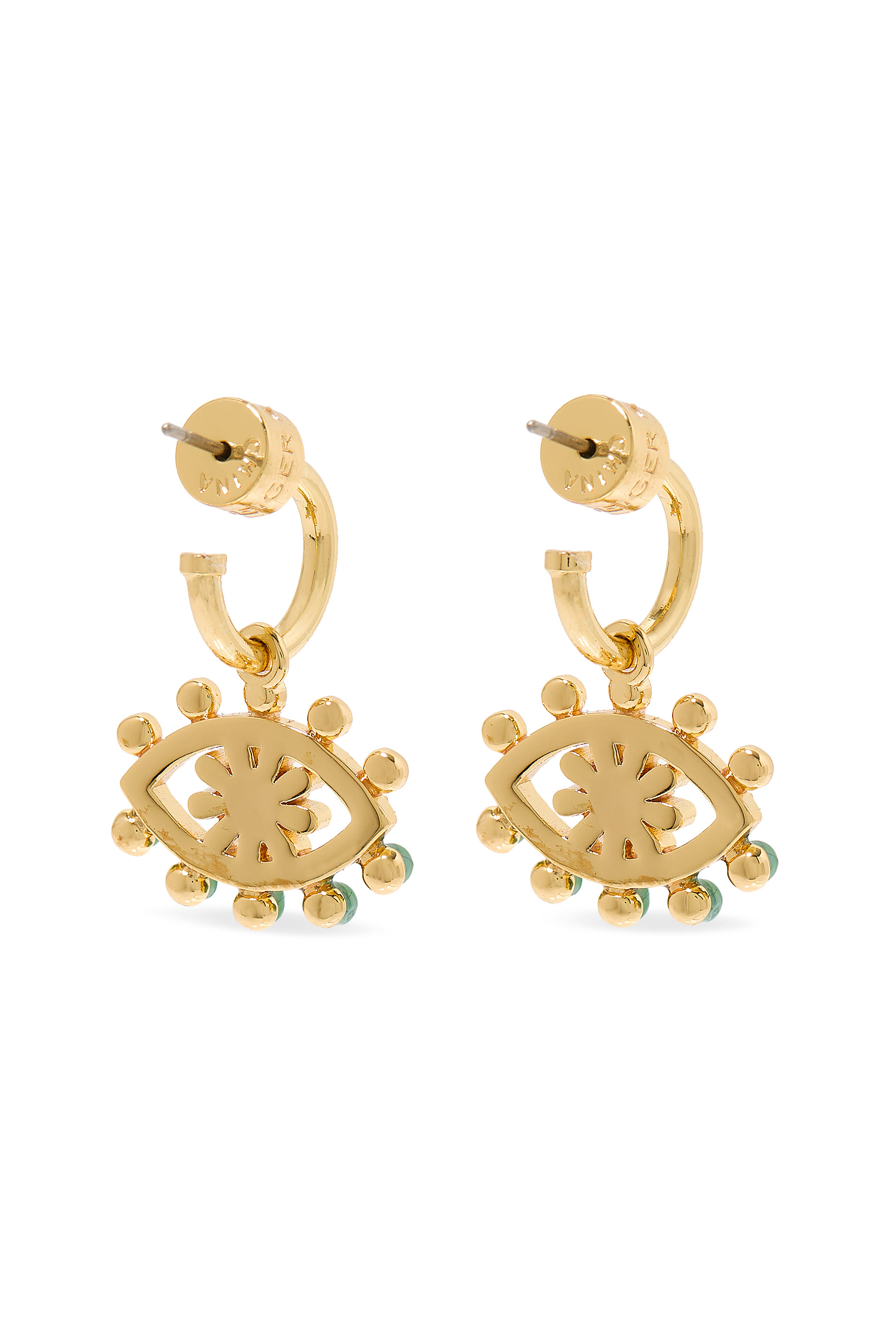 Mixed Gem Eye Huggies, Brass & Crystals