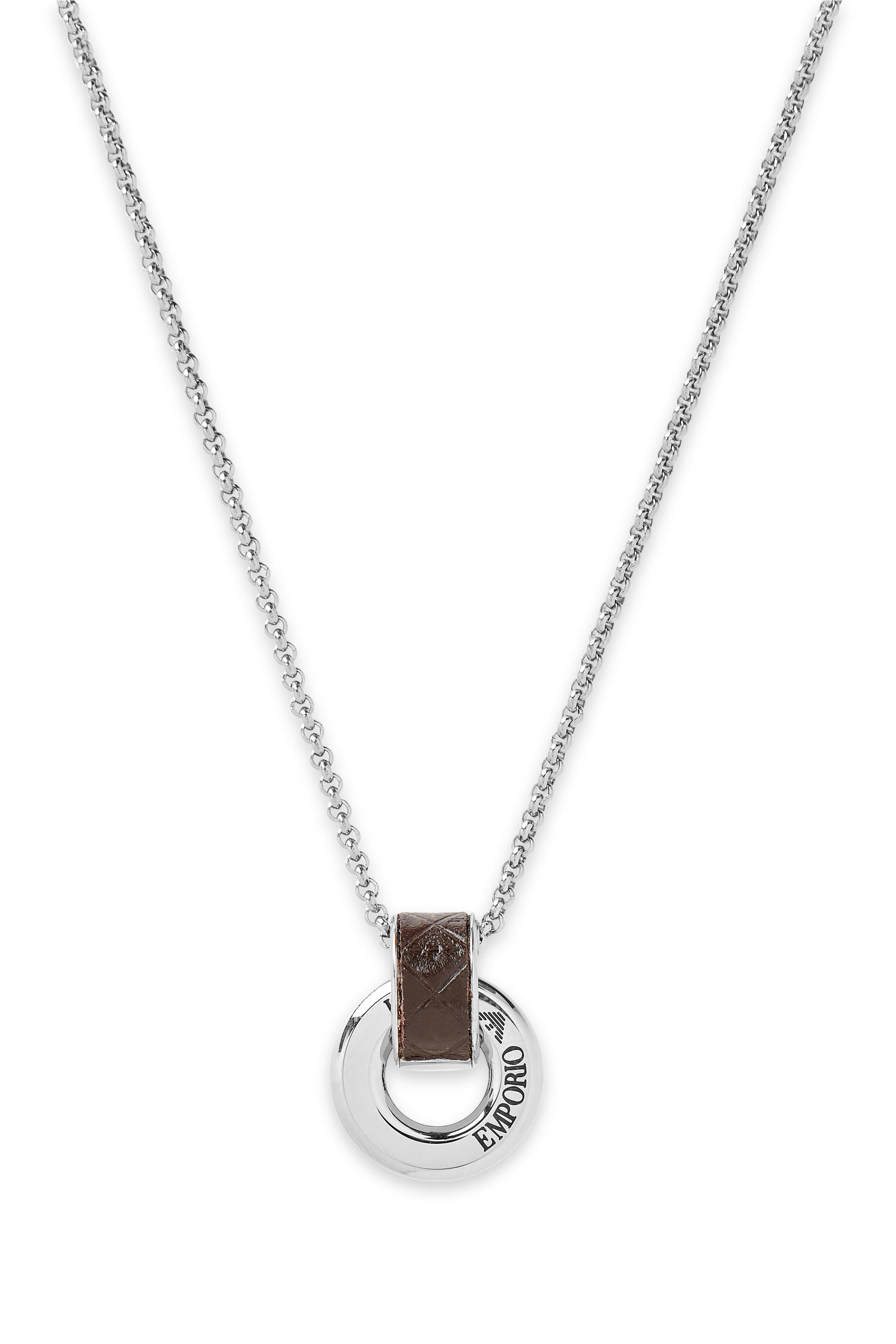 Stainless Steel Logo Pendant Necklace