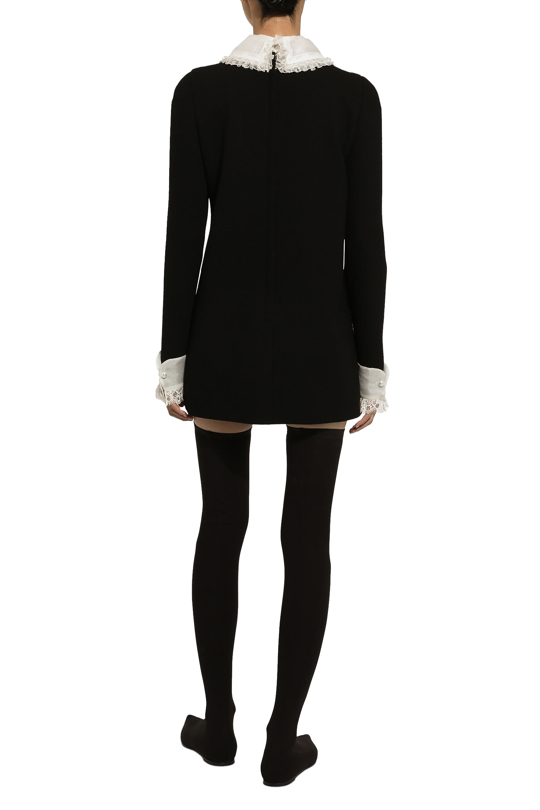 Short Wool Crepe Dress with Organza Shirt
