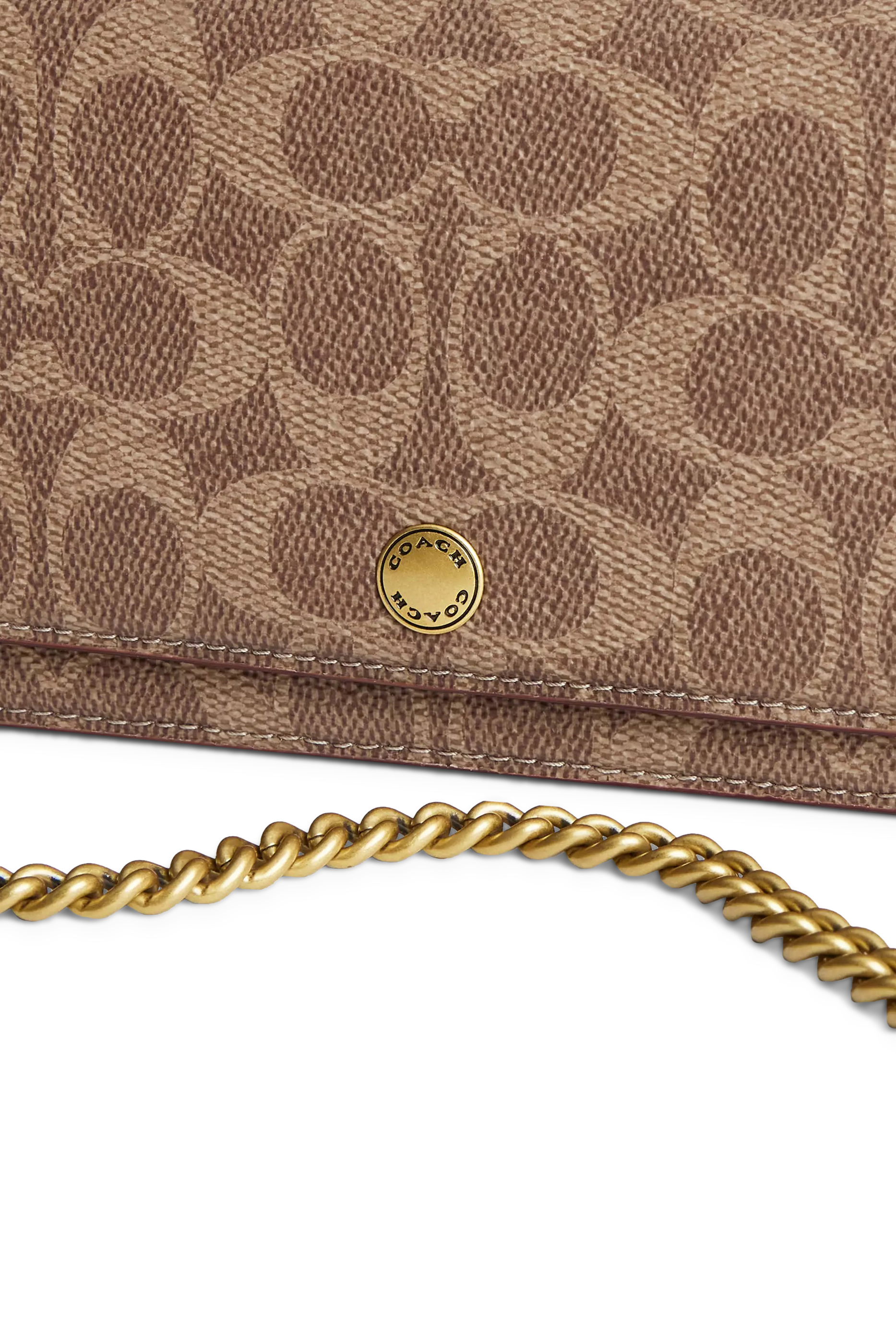 Essential Signature Canvas Long Wallet with Chain