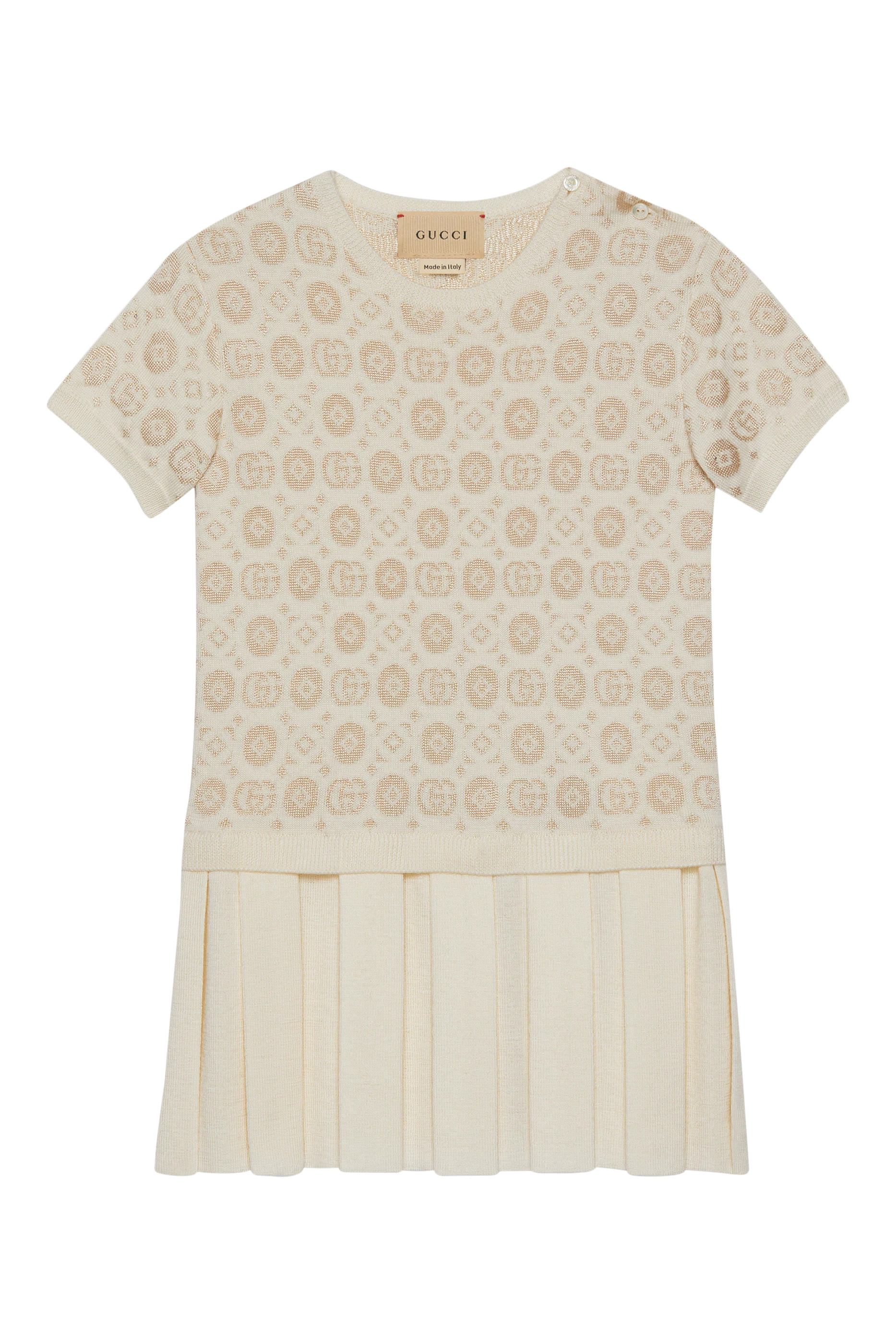 Kids Double G Geometric Wool Dress