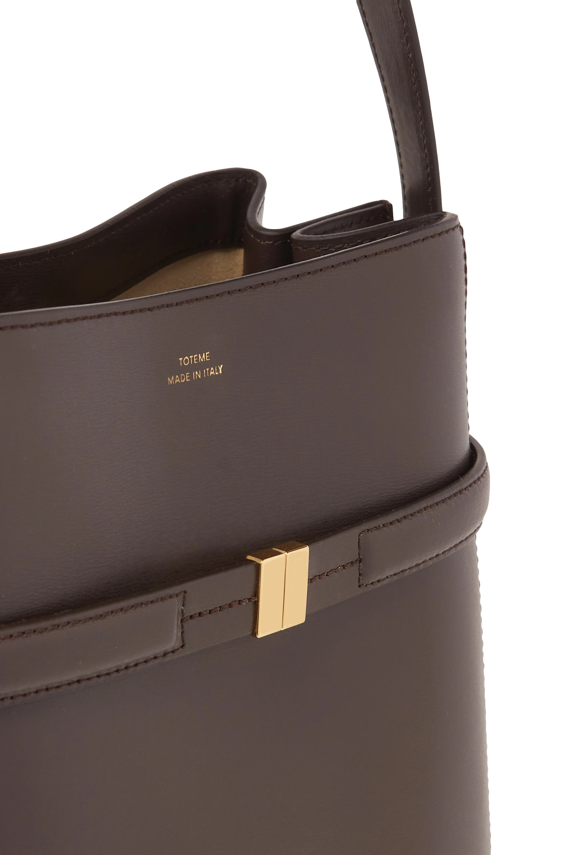 Belted Leather Bucket Bag