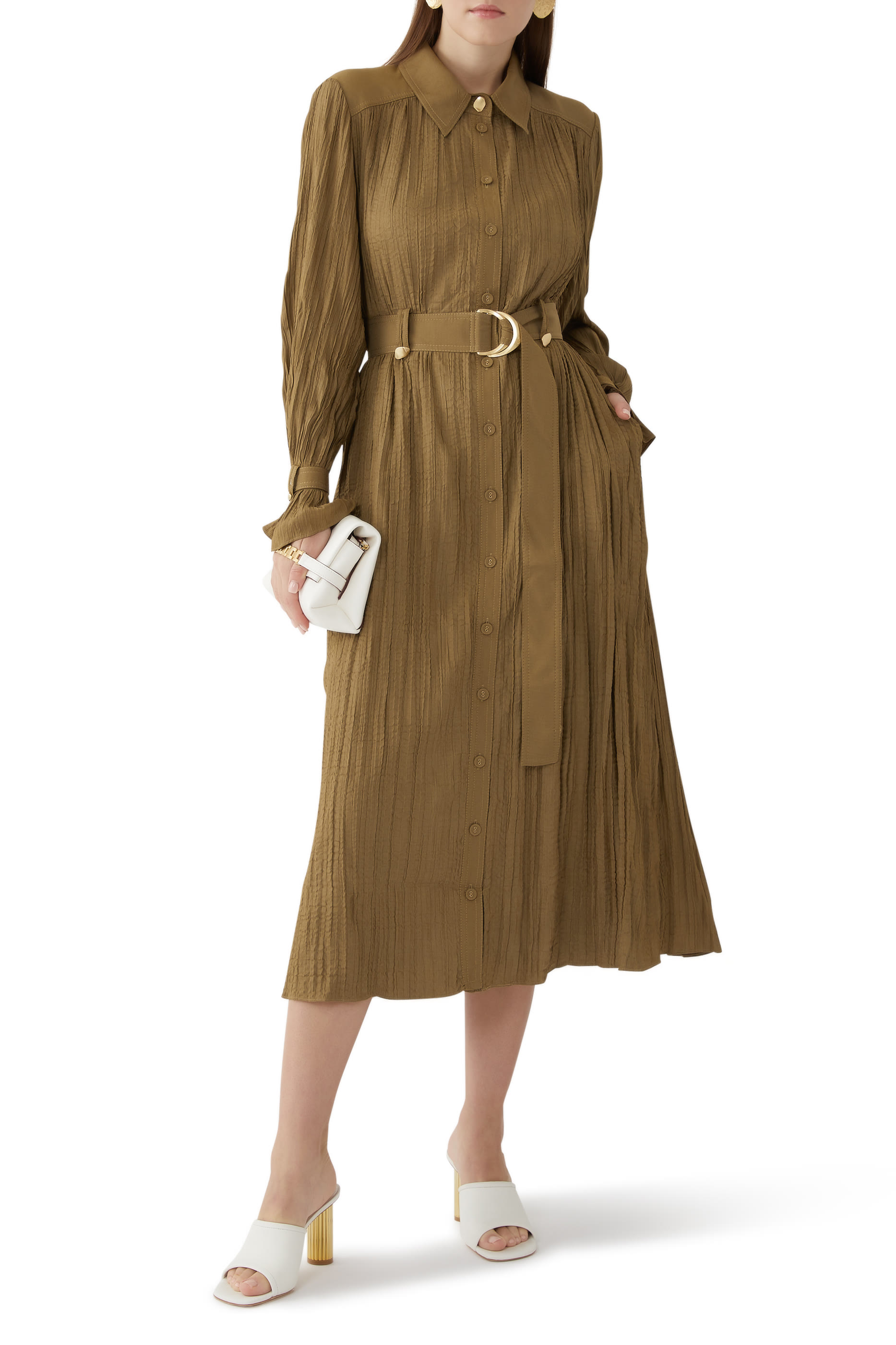 Bays Crushed Pleat Midi Dress