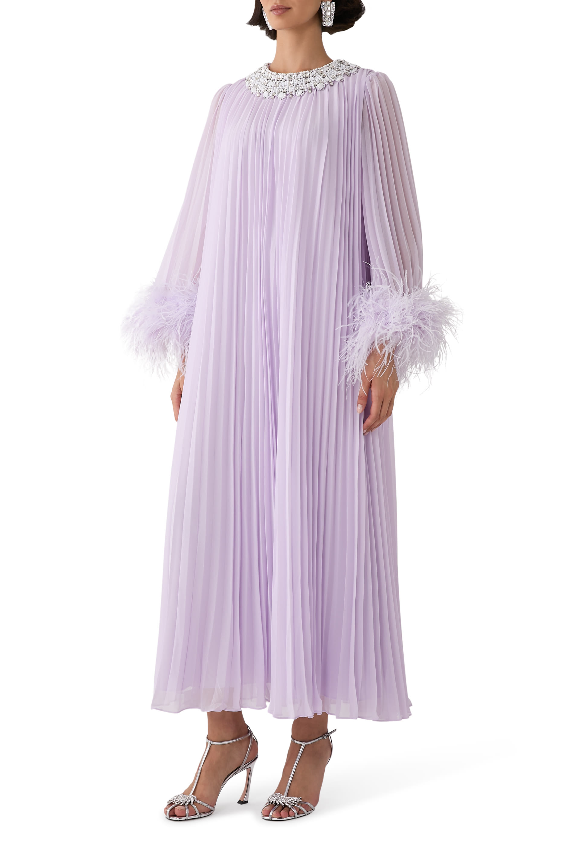 Chiffon Feather Midi Dress