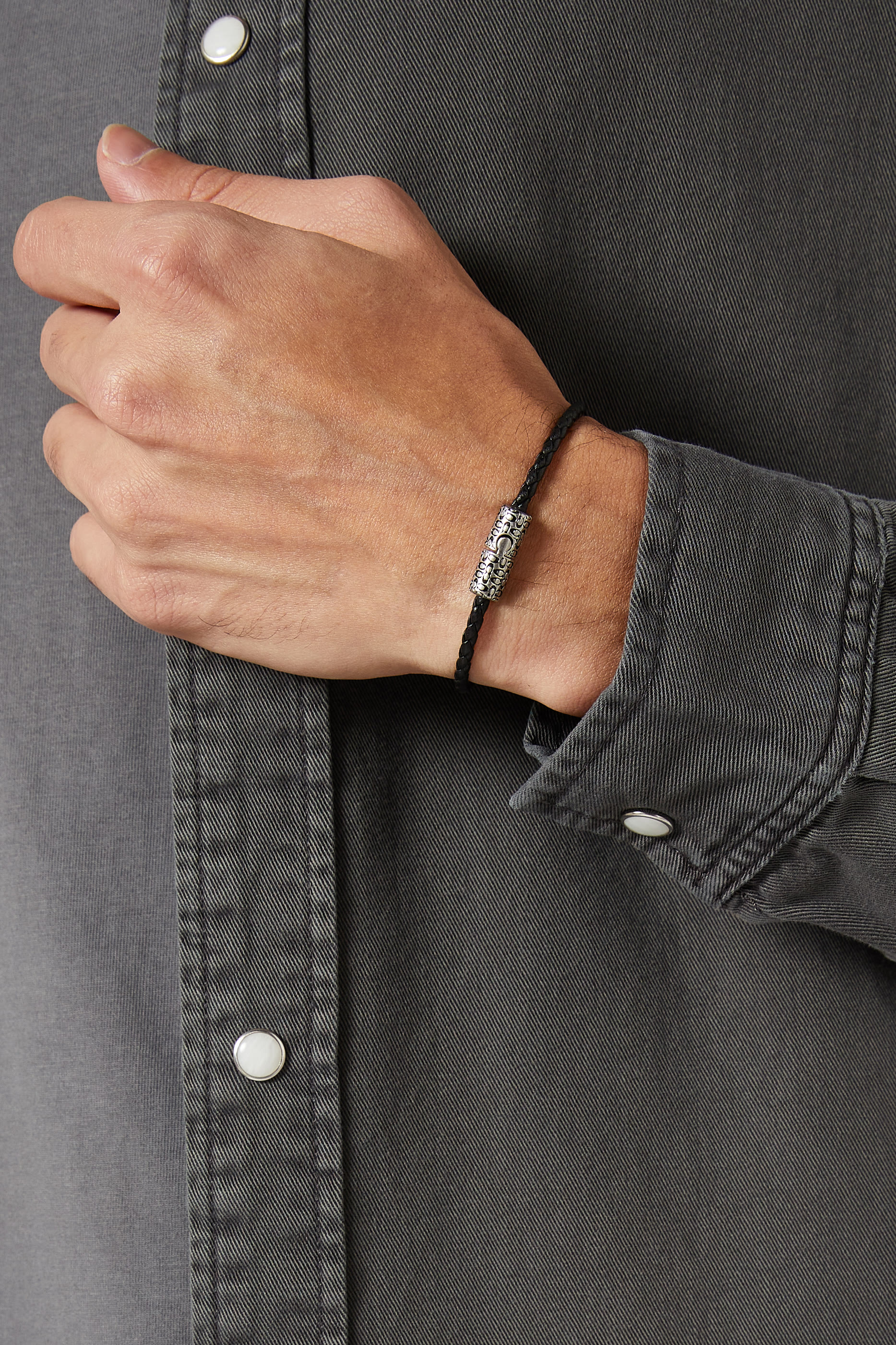 Quilted C Leather Bracelet