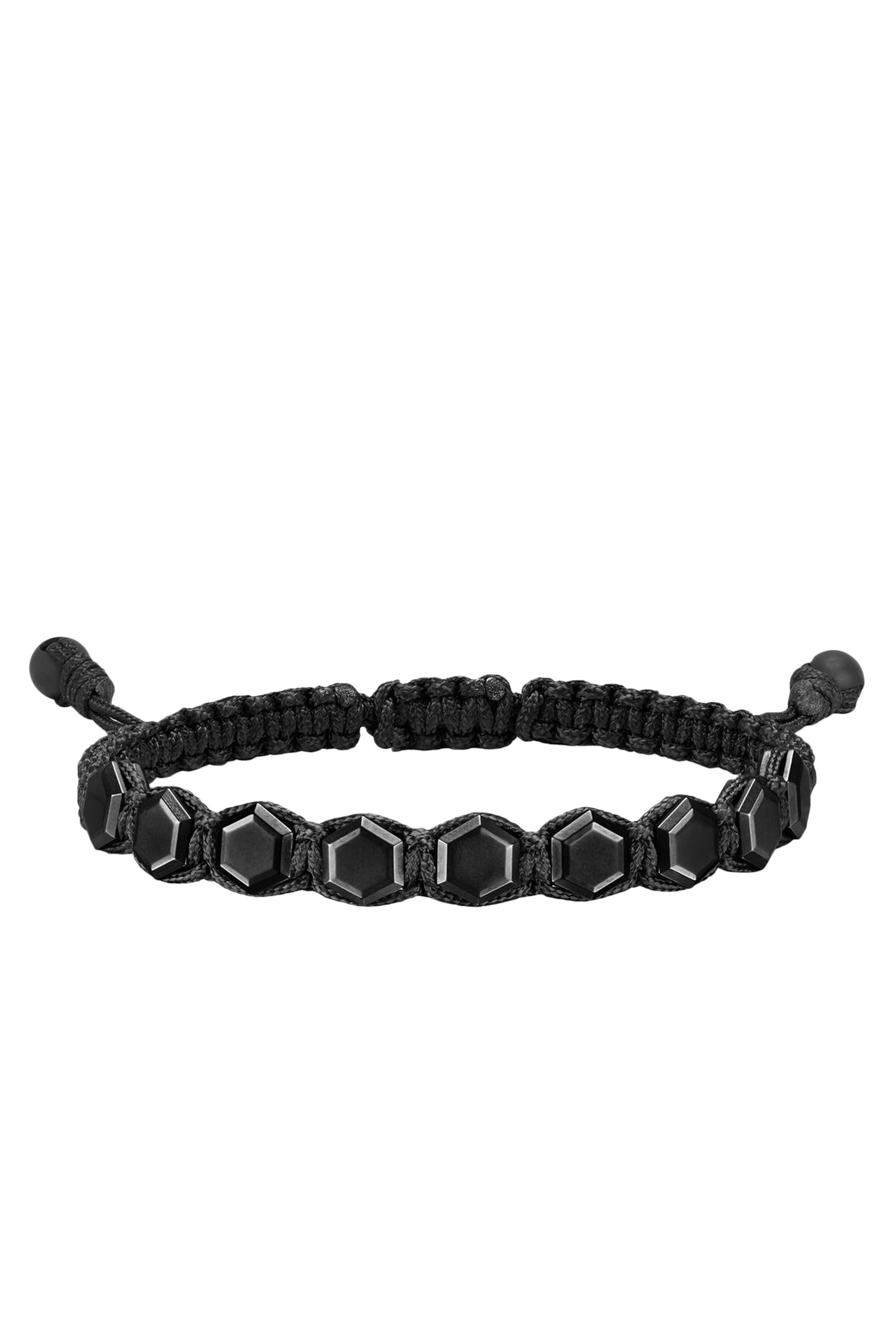 Faceted Woven Bracelet, Titanium & Nylon, with Black Onyx
