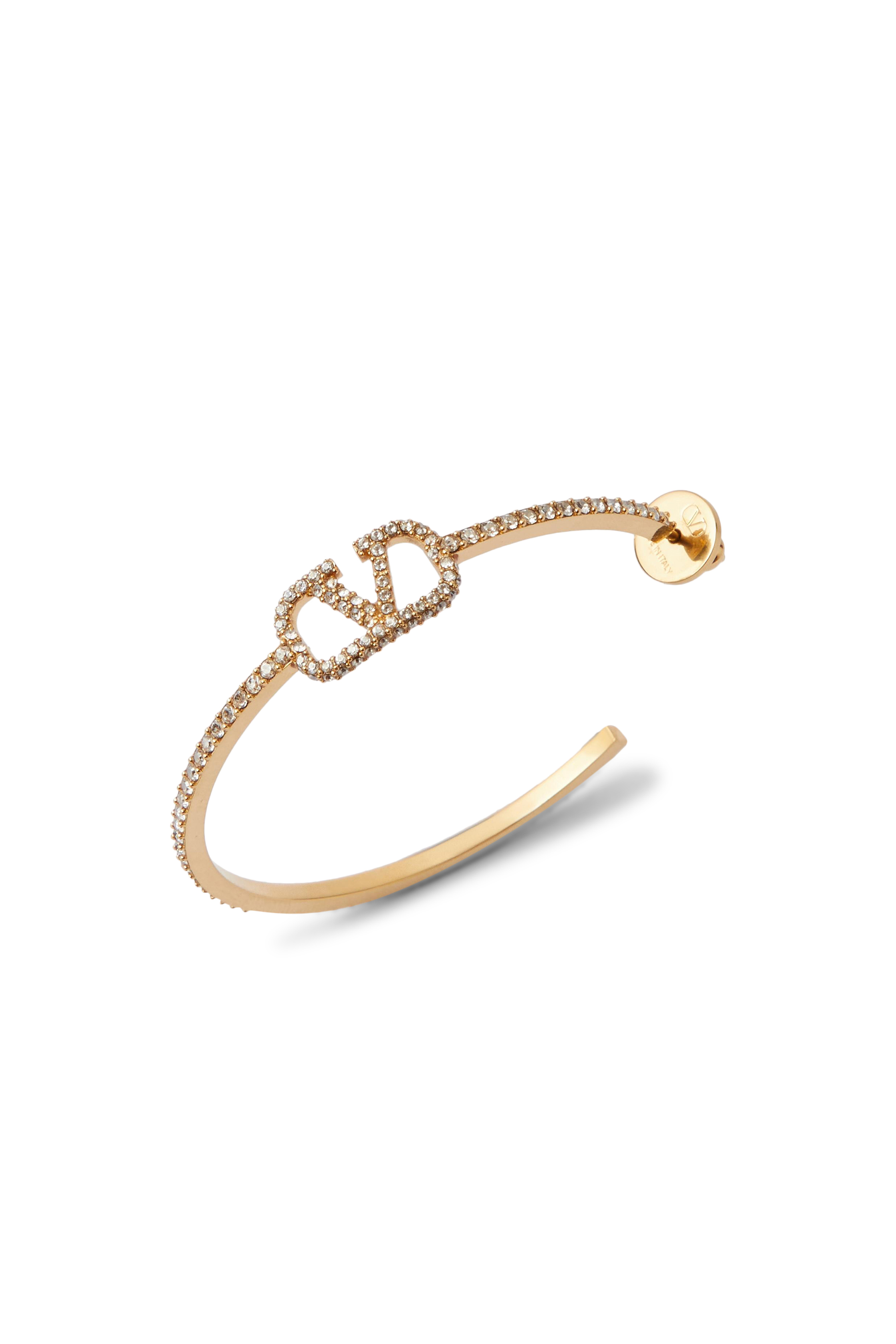 VLogo Signature Crystal Half Hoop Earrings