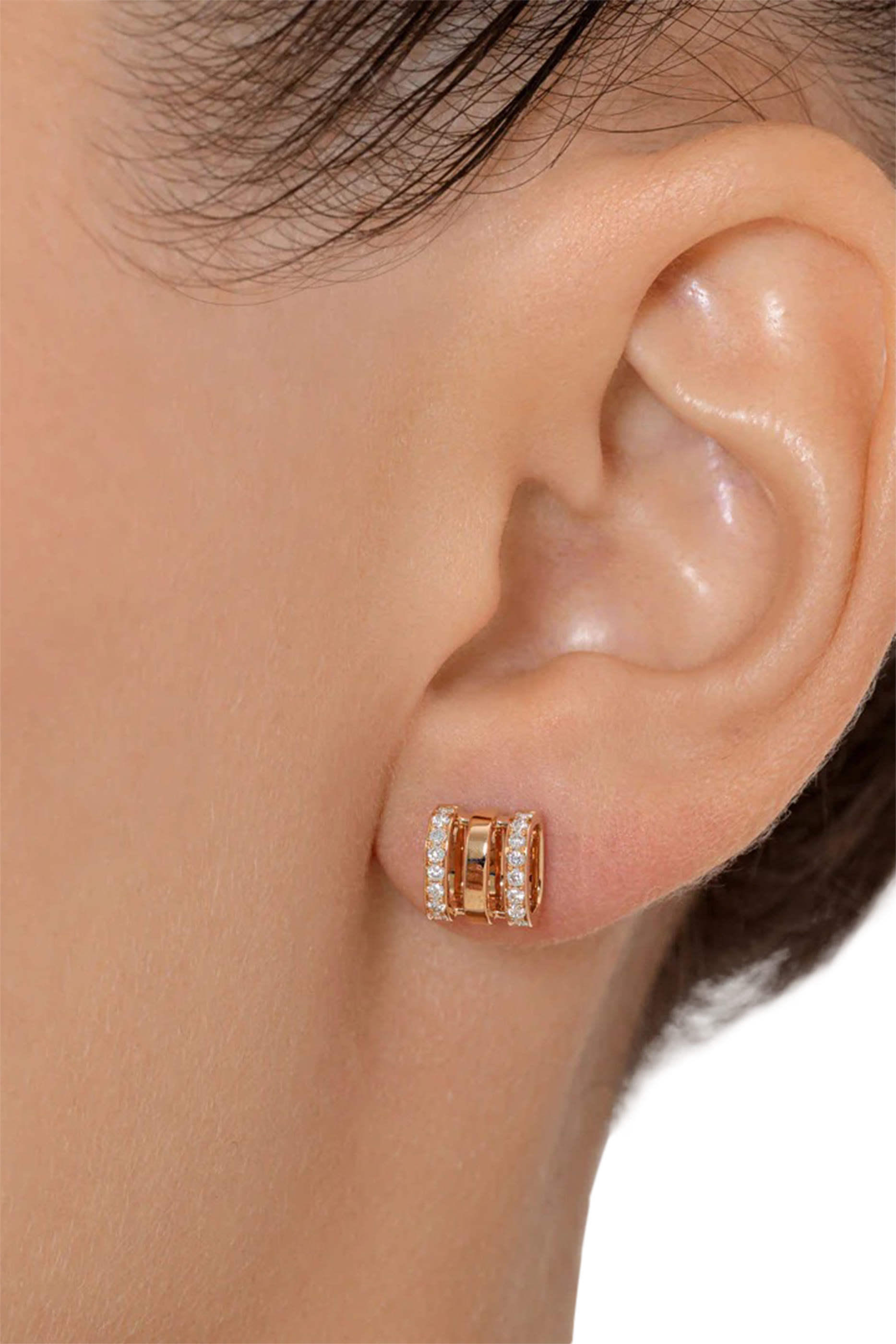 Wid Stud Earrings, 18k Rose Gold & Diamonds